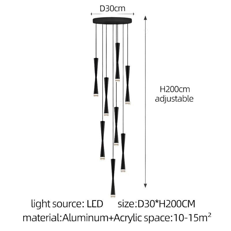 Modern LED Attic Bend Tube Chandelier - Dimmable Crystal Ceiling Light Fixture for Dining Room, Bedroom, Living Room & Foyer Decor