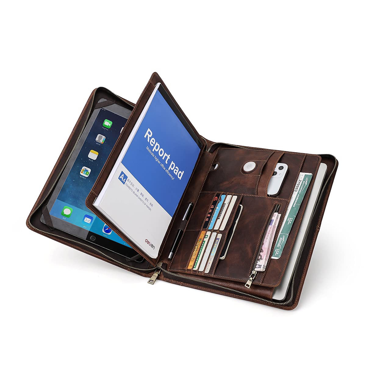 Premium Genuine Leather Travel Portfolio for iPad Pro 12.9