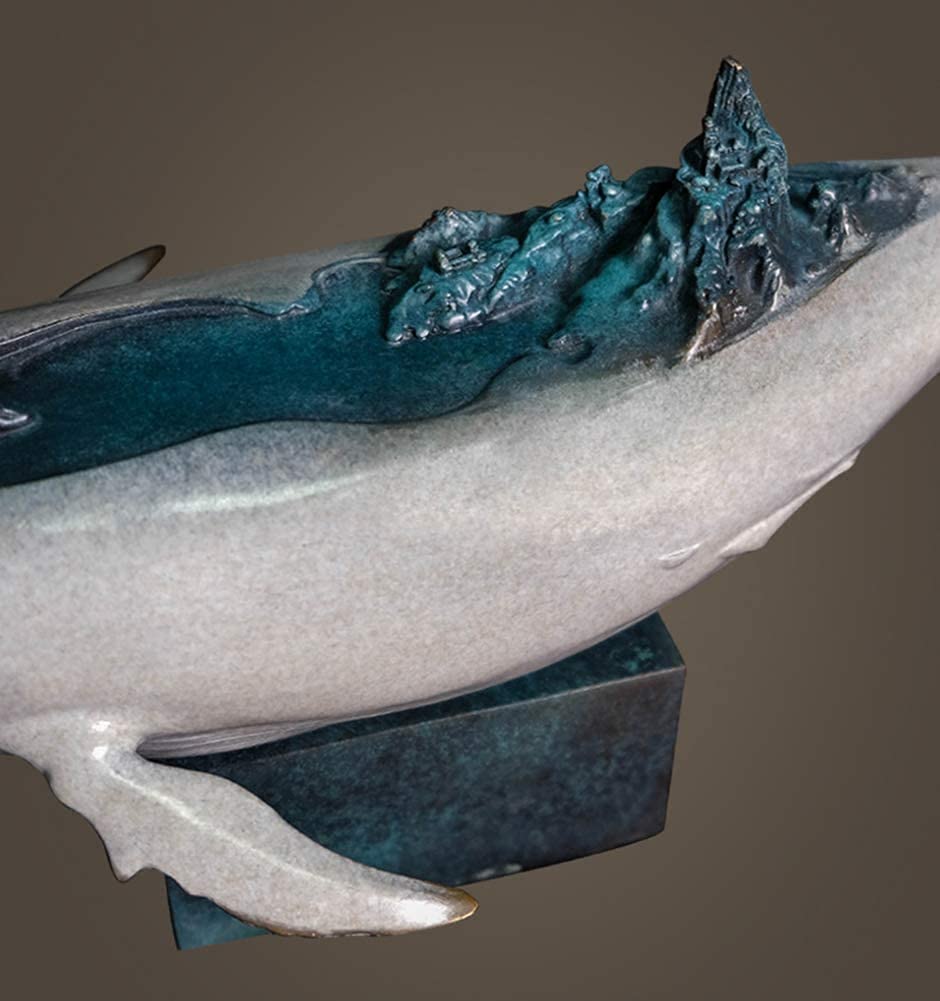Handcrafted Copper Whale Sculpture - Elegant Marine Life Tabletop Statue, Home & Office Decor, Unique Art Gift for Nature Lovers | Perfect for Bookshelf, Desk, or Living Room Display