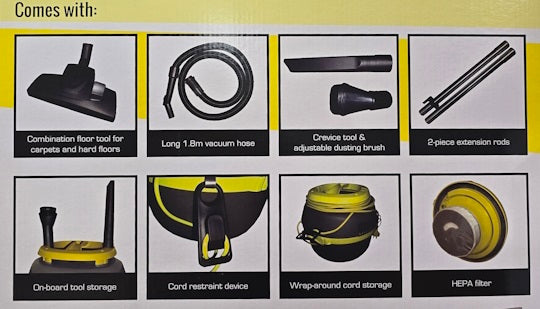 10L Housemaid Pull Along Vacuum Cleaner - Lightweight Portable Wet/Dry Vacuum for Home, Garage, Workshop & Car Cleaning