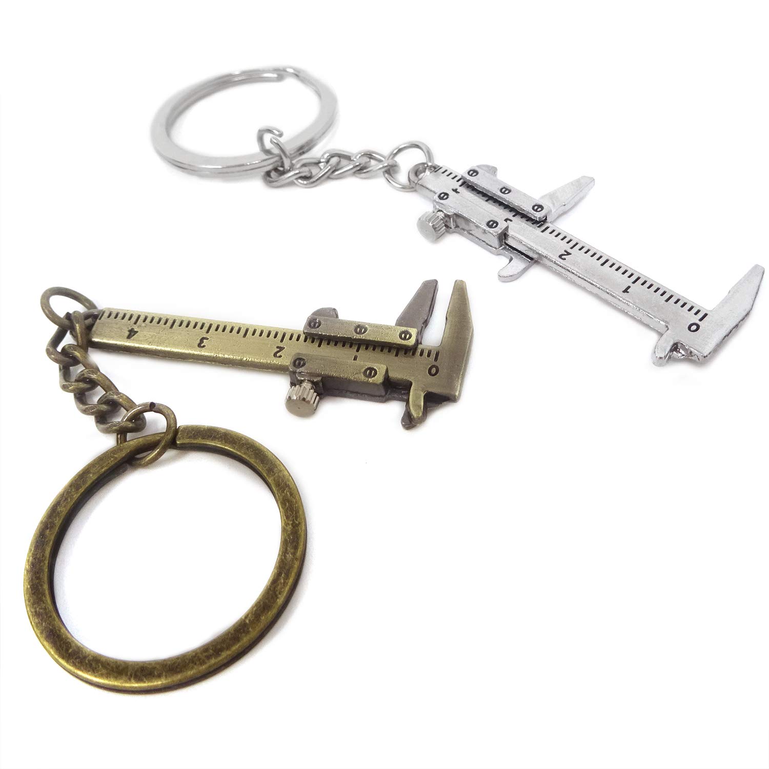 Honbay 2-Piece Mini Metal Movable Vernier Caliper Ruler Keychain Set - Precision Measuring Tool for DIY, Jewelry Making & Engineering | Perfect Gift for Men & Women