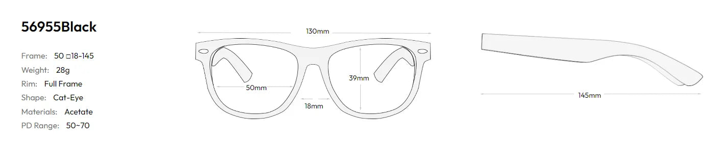 CCspace Women's Full Rim Cat Eye Acetate Reading Glasses for Hyperopia - Stylish & Lightweight Eyewear for Work, Reading, and Daily Use