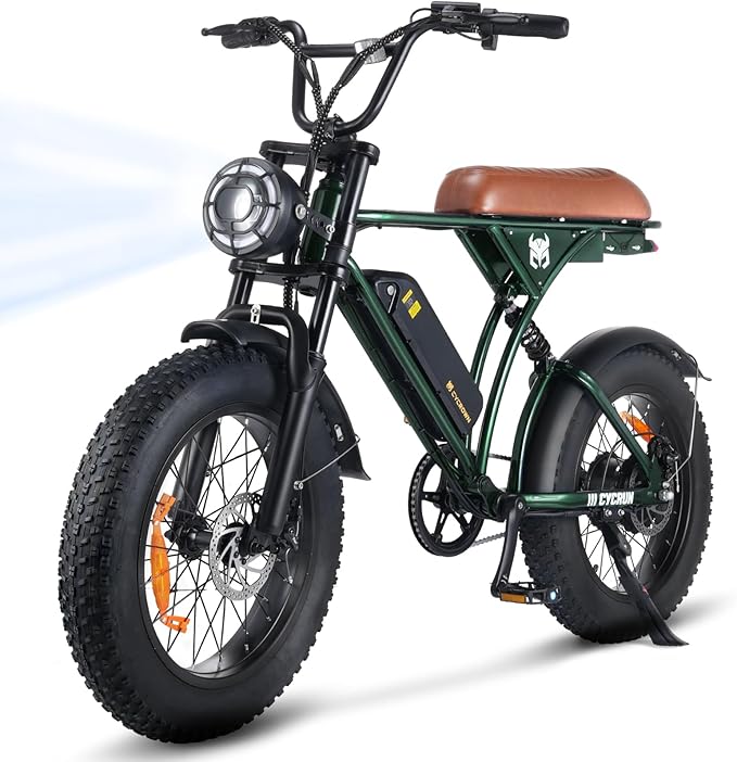 Cycrown CycRun Vintage Moped Electric Bike - 750W Motor, 374Wh Removable Battery, 20 MPH Speed, 38 Mile Range - Perfect for Urban Commuting & Leisure Rides