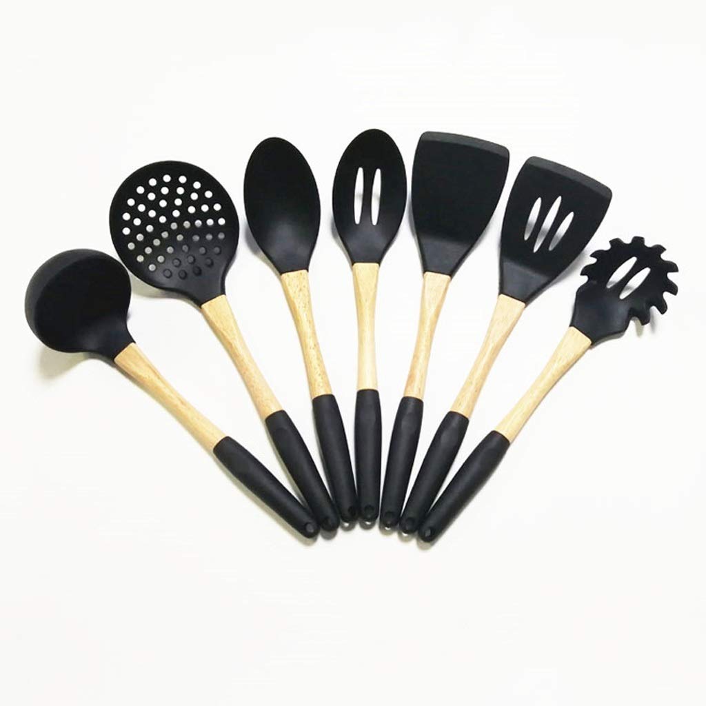 Premium 15-Piece Black Cooking Utensil Set - Turner, Soup Spoon, Strainer, Pasta Server - Non-Stick Kitchen Tools for Baking, Frying & Serving - Ideal for Home Chefs & Professional Kitchens