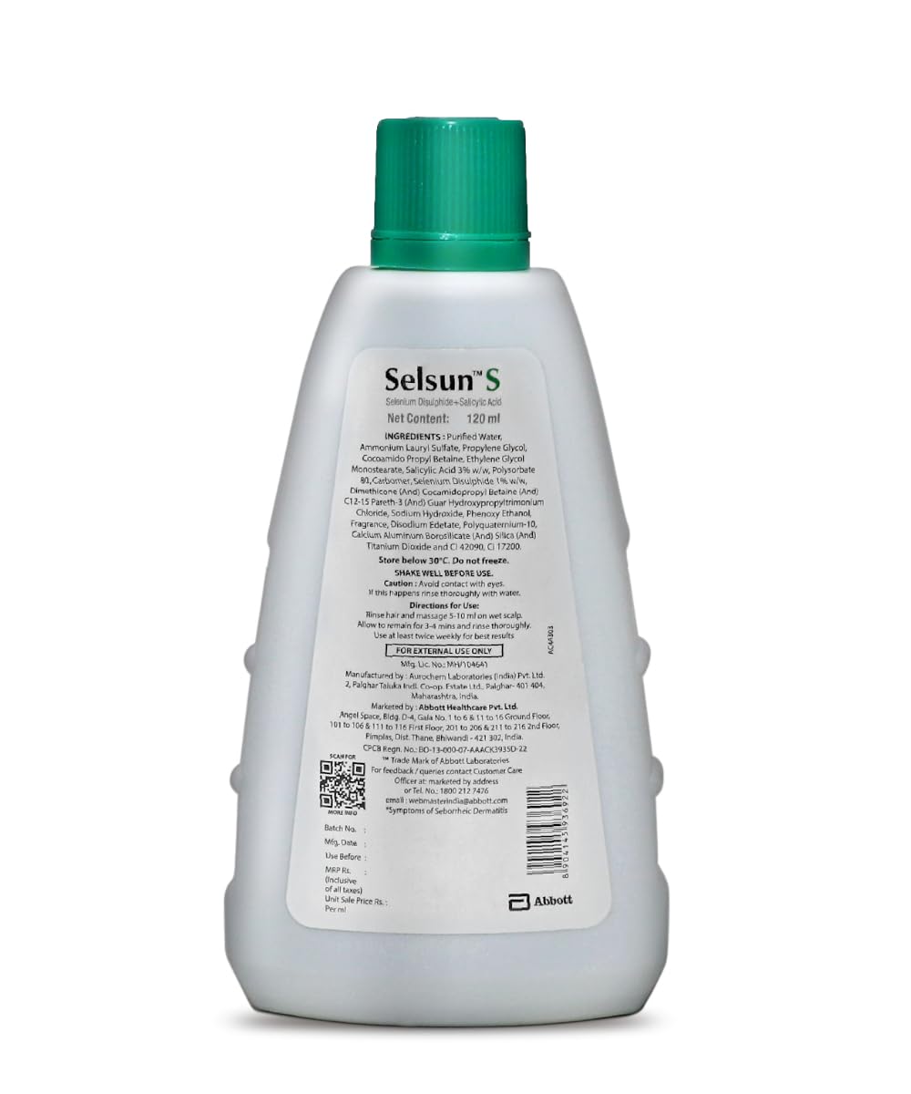Abbott Selsun S 2-in-1 Anti-Dandruff Shampoo & Conditioner for Men & Women - 120ml (Pack of 2) - Fights Flakes & Itchy Scalp - Perfect for Daily Hair Care & Dandruff Control