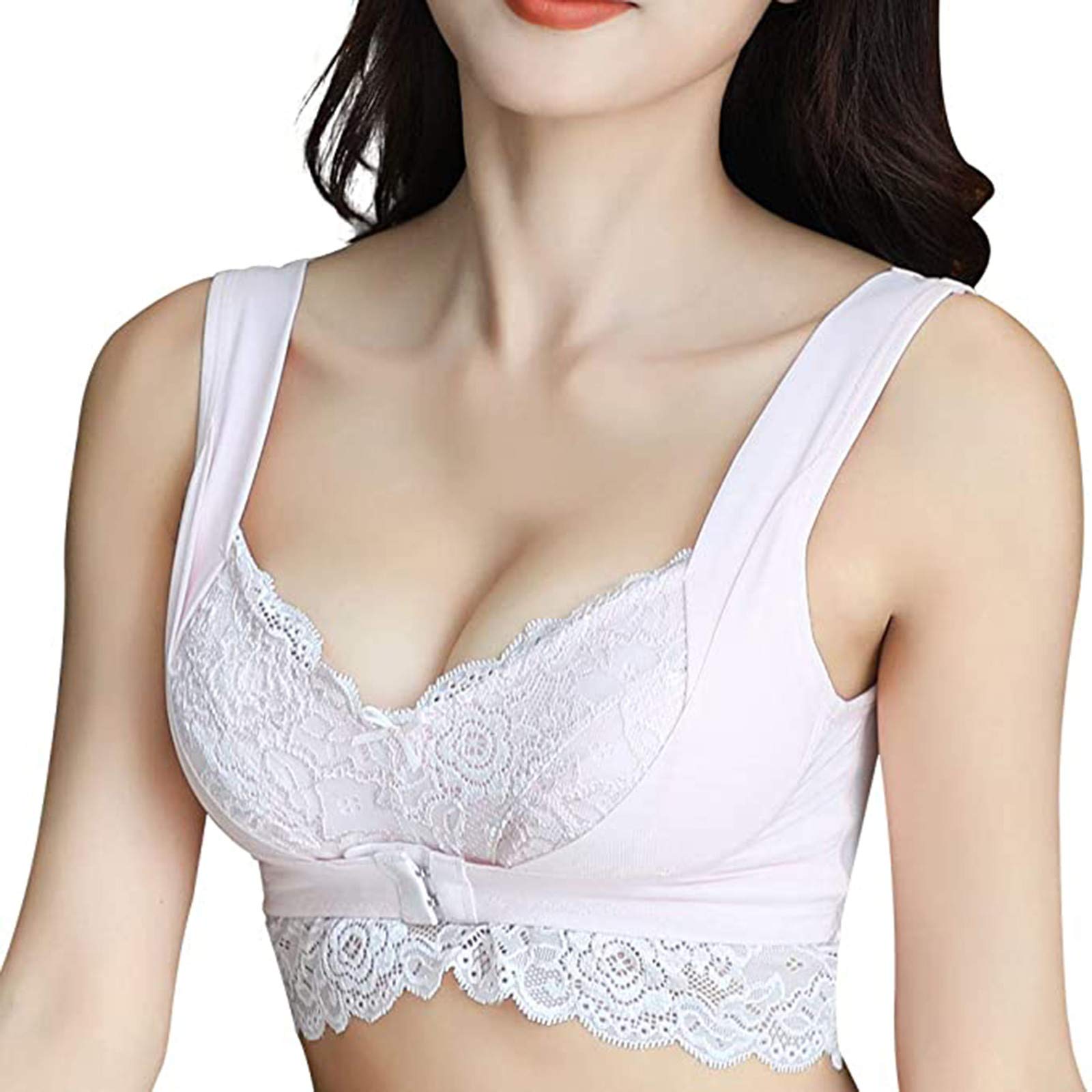 Lace Front Closure Sports Bra for Women - No Steel Wire, Breathable & Supportive Push Up Bra for Yoga, Running & Workout - Sexy Comfortable Bralette Pack