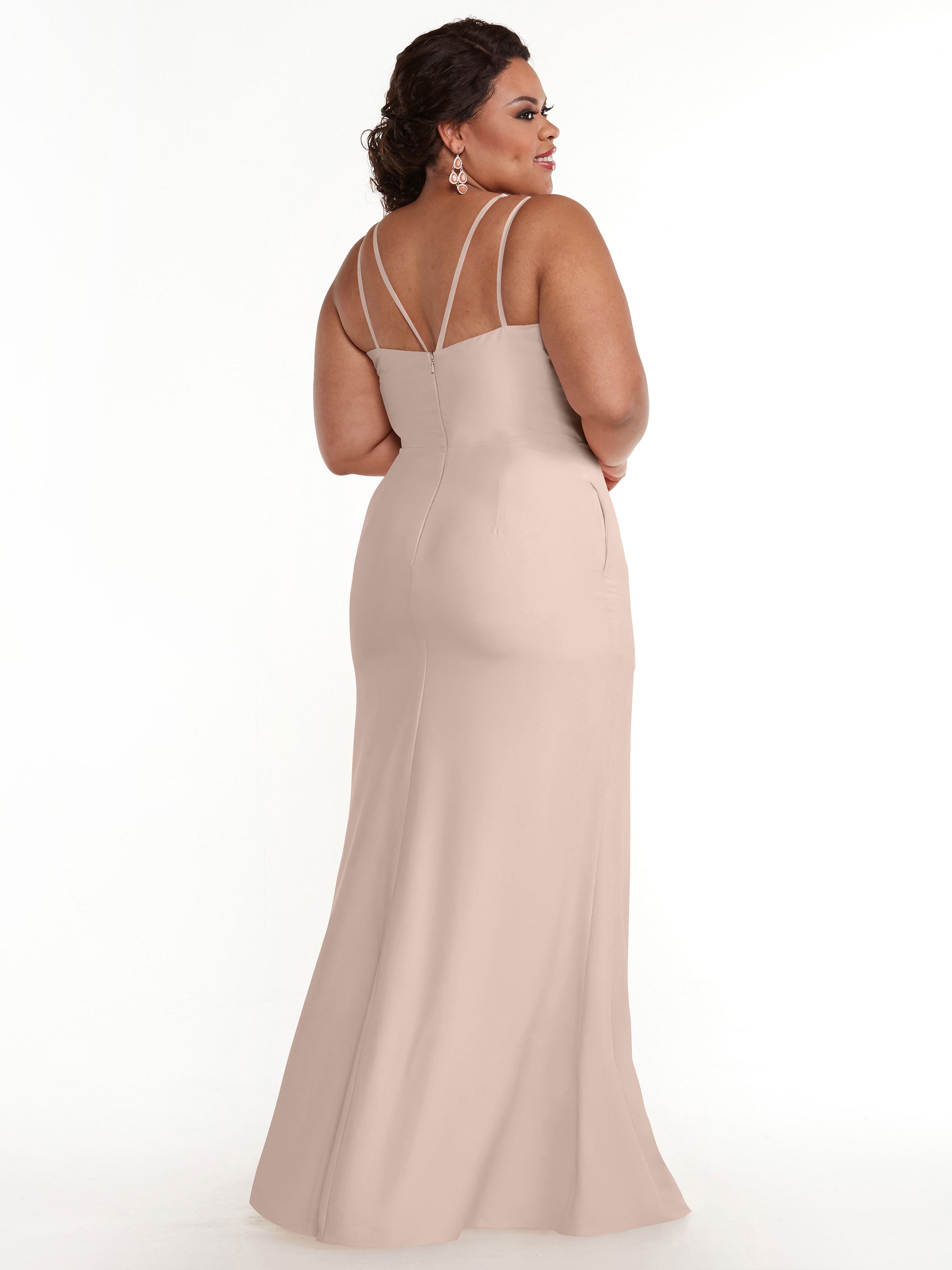 Elegant 83030 Sheath Stretch Chiffon Bridesmaid Dress with Bateau Neckline & Thigh Slit - Perfect for Weddings, Formal Events & Special Occasions