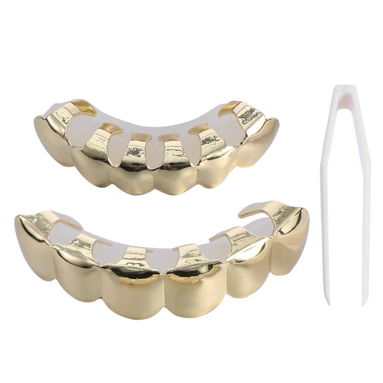 ARTIBETTER 1 Set Gold Plated Hip Hop Grillz Teeth Jewelry - Metal Tooth Caps for Men & Women - Perfect for Hip Hop Fashion, Cosplay & Stage Performances