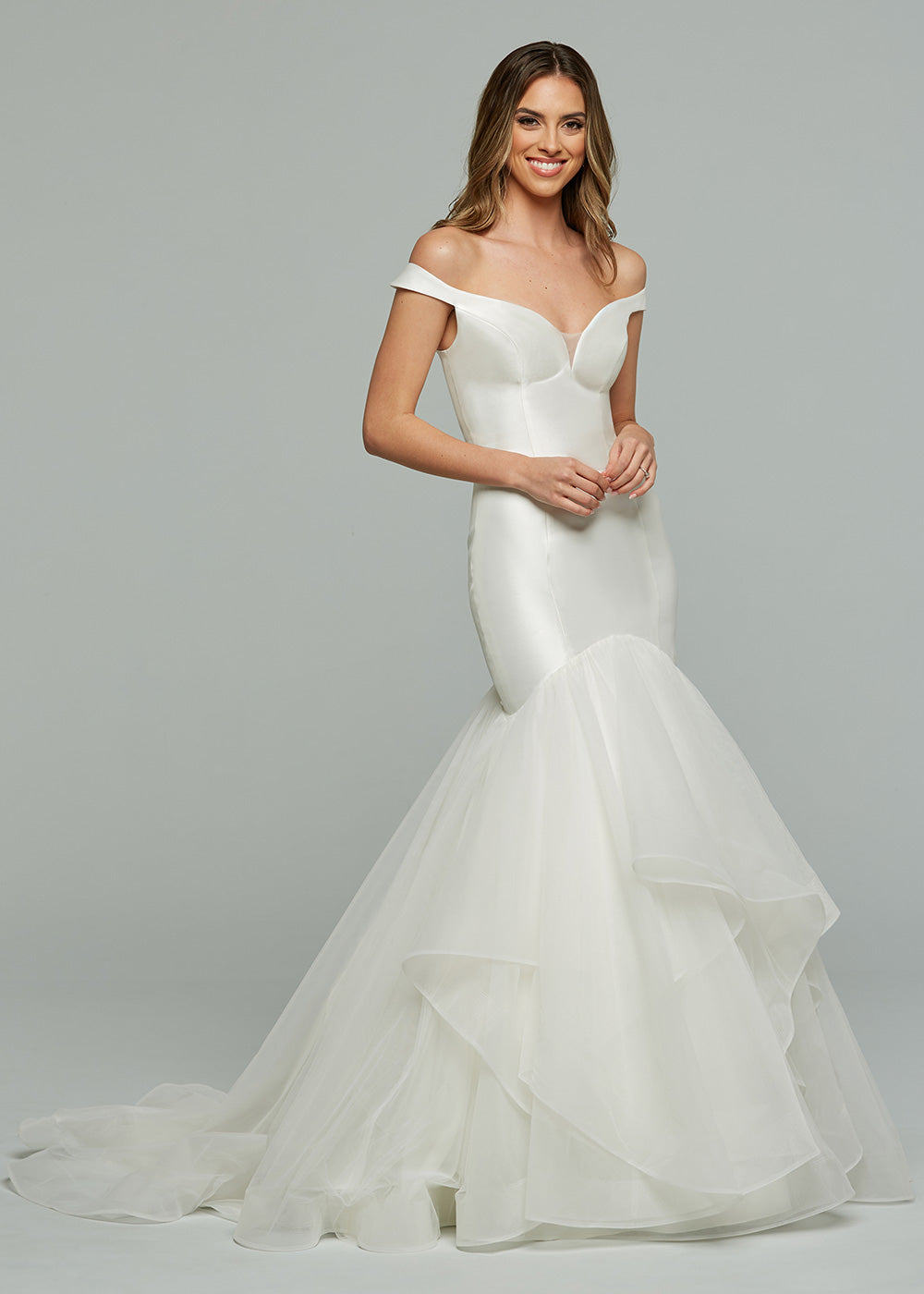 Cassidy Mikado Fit Flare Dress - Off The Shoulder Straps & Tiered Skirt for Women | Perfect for Weddings, Parties & Special Occasions