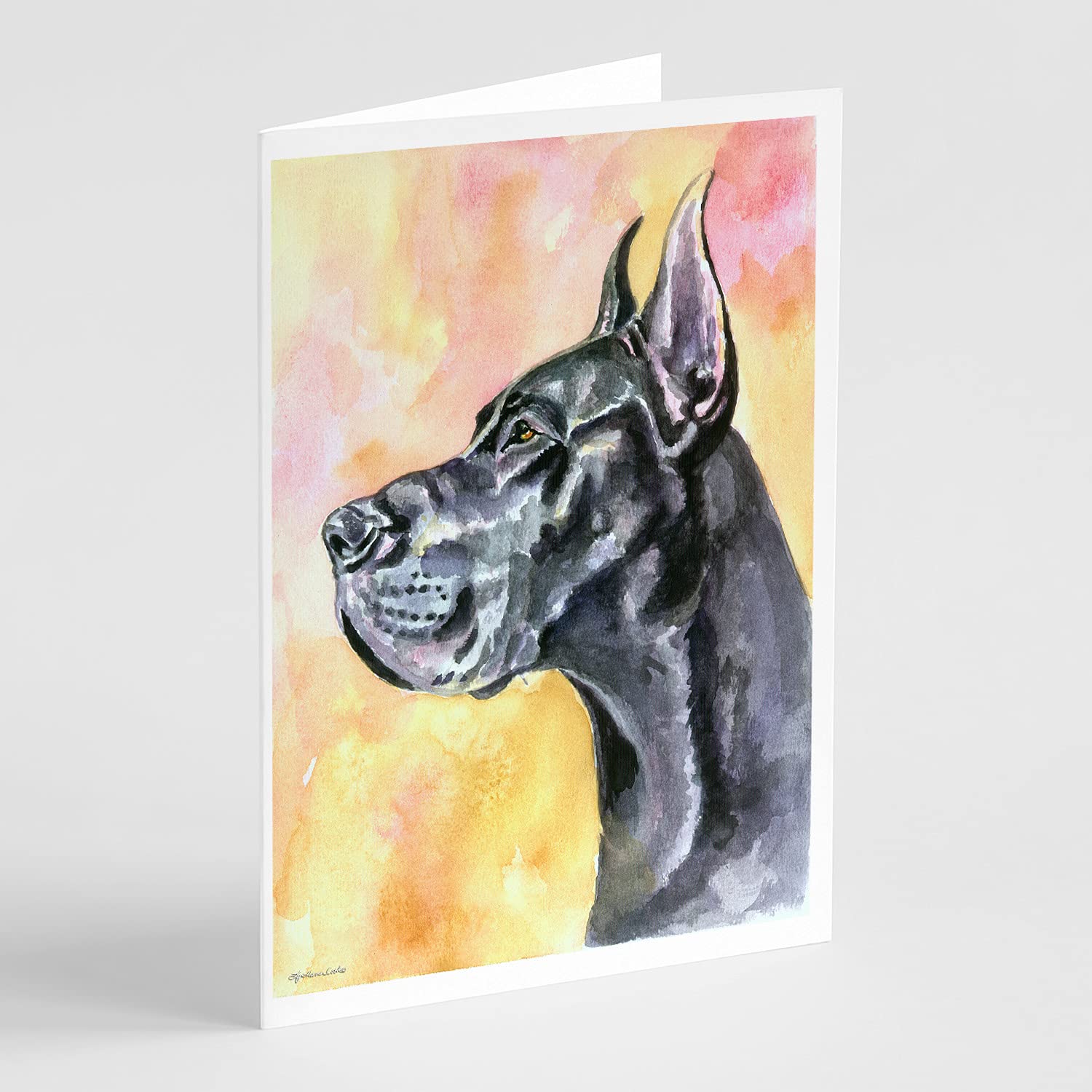 Great Dane Black Cropped Greeting Cards & Envelopes - Pack of 8 Blank A7 Note Cards (5x7 inches) | Whimsical Dog Lover Stationery for Birthdays, Thank You Notes & Special Occasions