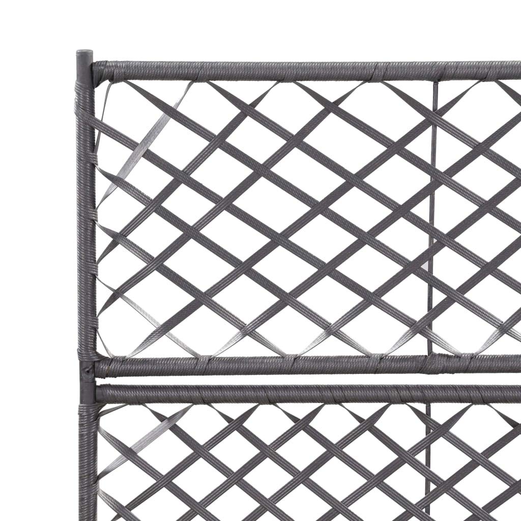 Black Poly Rattan Trellis Raised Garden Bed with 2 Pots - 22.8