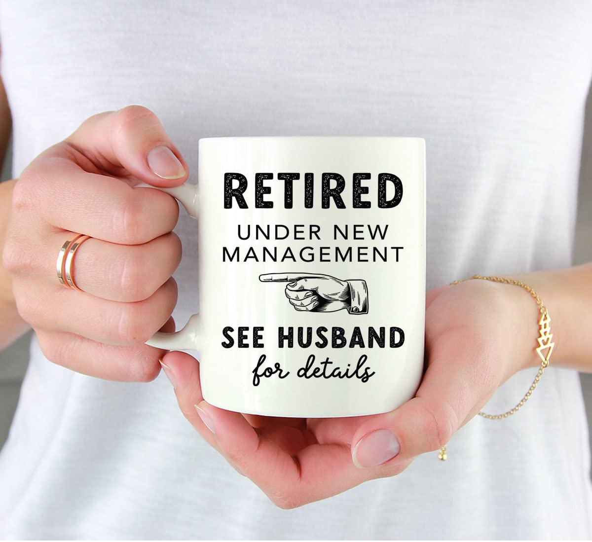 Funny Retirement Coffee Mug - 'Under New Management See Husband For Details' Ceramic Mug for Women, Coworker, Boss - 11 oz Retirement Gift for Her - Perfect for Office Parties, Retirement Celebrations & Daily Coffee Breaks
