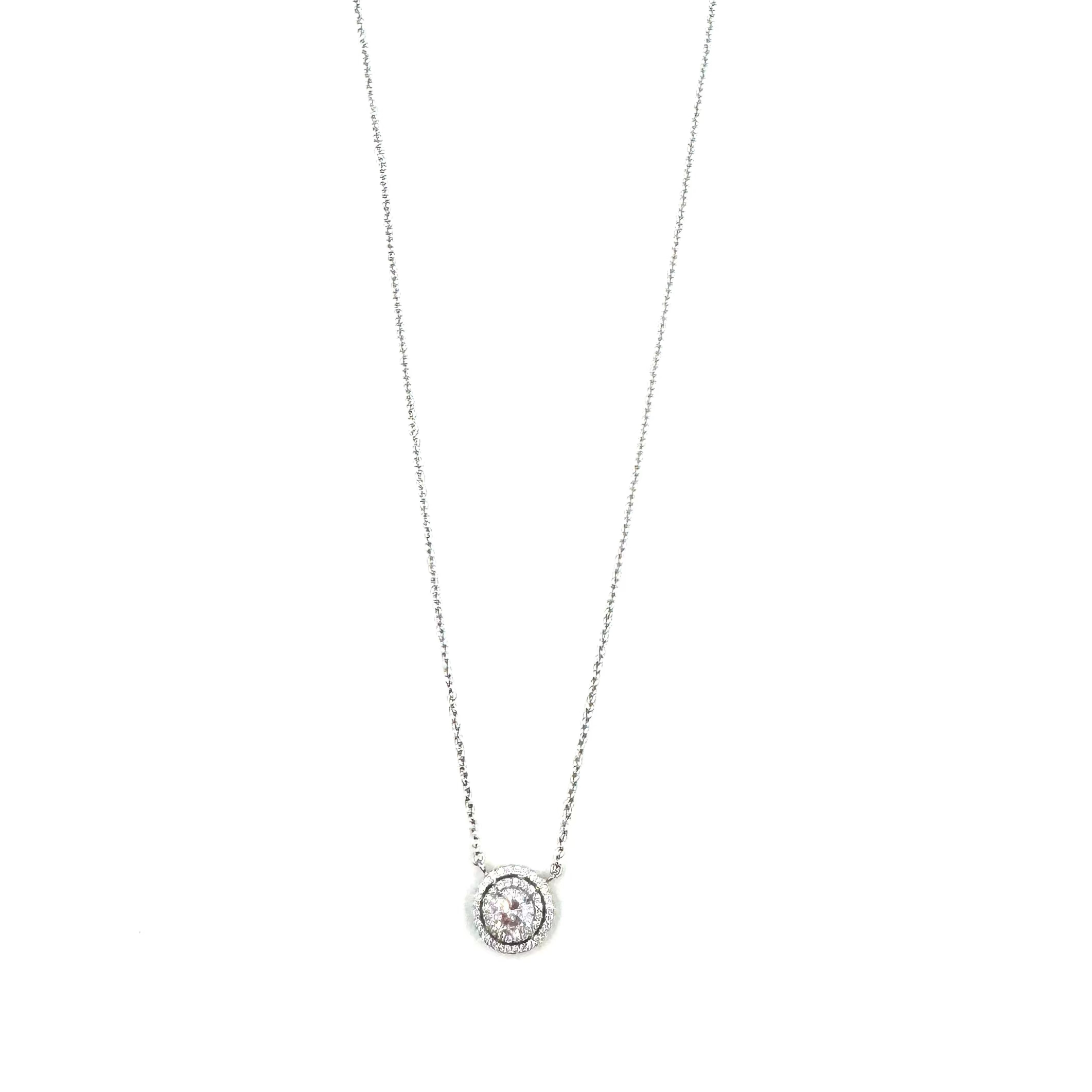 Ashley Gold Sterling Silver Double Halo CZ Necklace for Women - Elegant Cubic Zirconia Pendant Jewelry Gift for Anniversary, Birthday & Valentine's Day