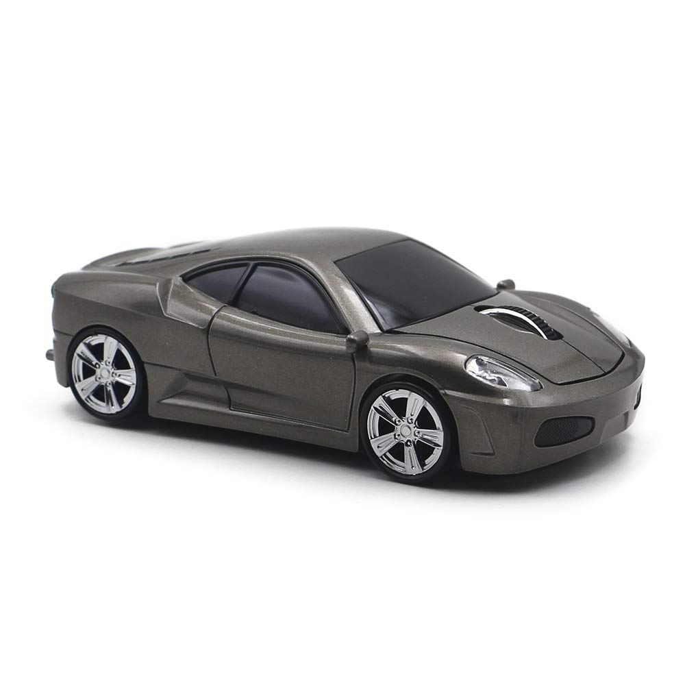 Wireless Gaming Mouse for PC, Laptop, Mac - Ergonomic Optical Sports Car Design with Silent Click (Grey) - Perfect for Office Work, Gaming, and Home Use