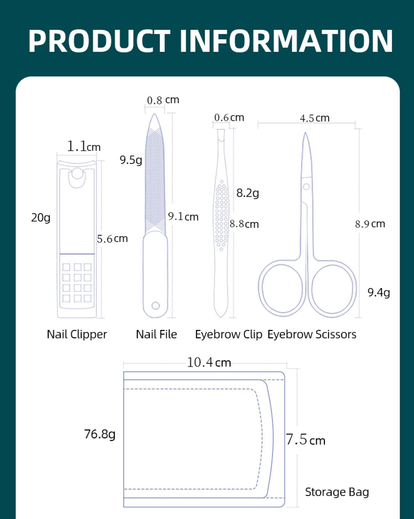 Professional 4-Piece Nail Clipper Set with Scissors, File & Leather Pouch - Thick Nail Care, Beveled Polish for Men & Women - Portable Manicure Kit for Travel, Home & Salon Use (Dark Blue)
