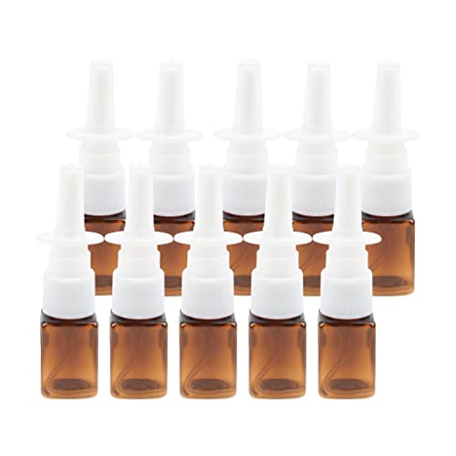 10pcs 10ml Amber PVC Refillable Nasal Spray Bottles with Fine Mist - Empty Essential Oil Vials for Aromatherapy, Travel & DIY Skincare (Pack of 10)