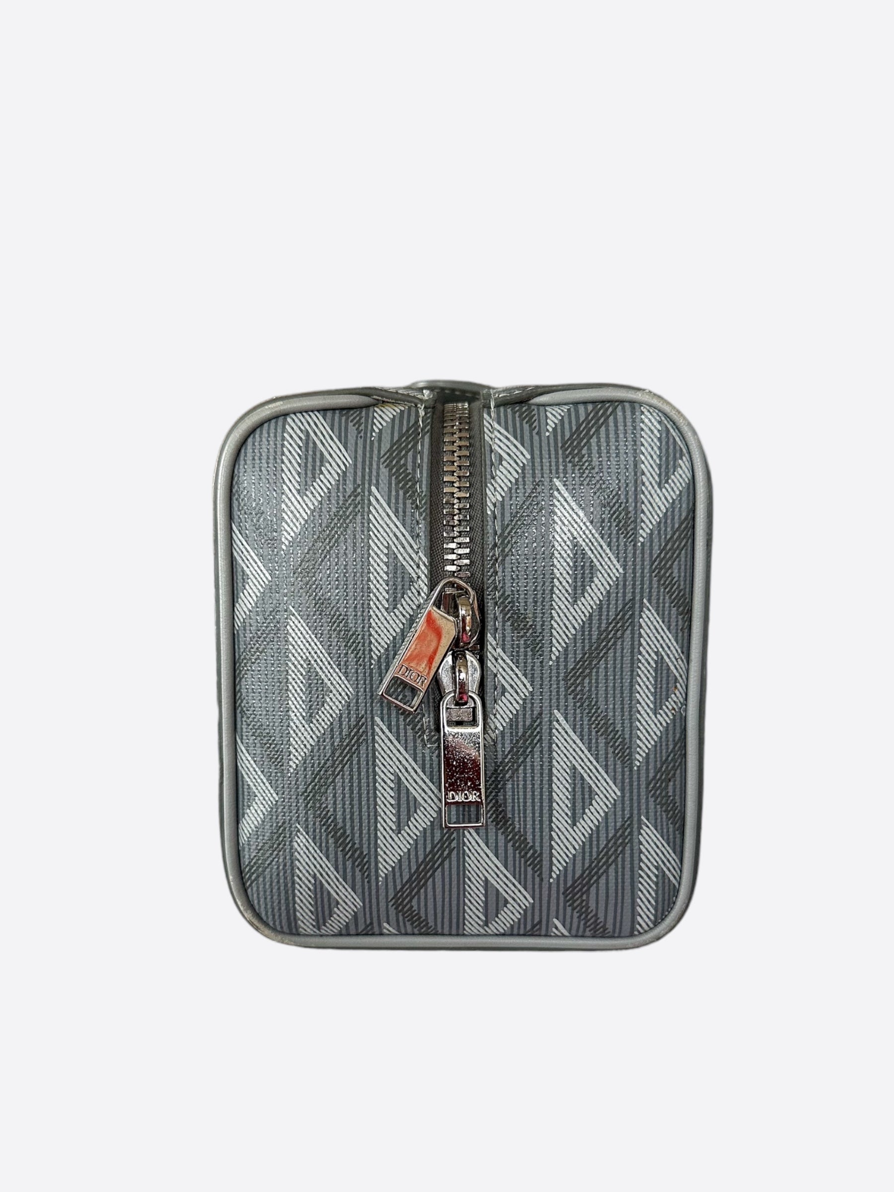 Dior Grey CD Diamond Lingot Toiletry Pouch - Luxury Cosmetic Bag for Travel & Everyday Essentials | Perfect for Makeup, Skincare & Jewelry Storage
