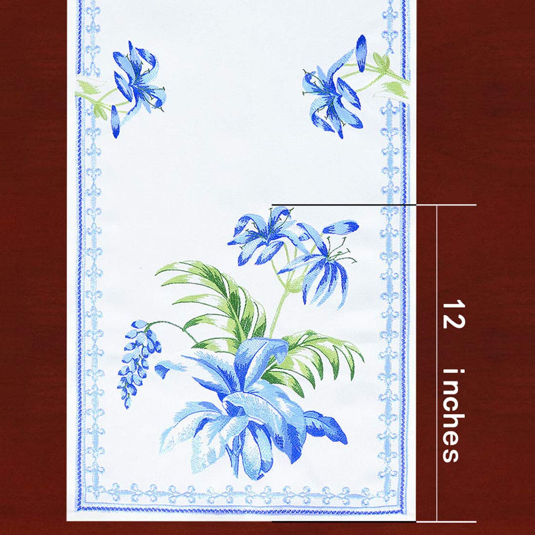 Simhomsen Blue Floral Embroidered Table Runner - 14 x 68 Inch Cross-Stitch Calla Lily Design for Easter, Spring Weddings & Home Decor | Perfect for Dining Tables, Buffets & Dressers
