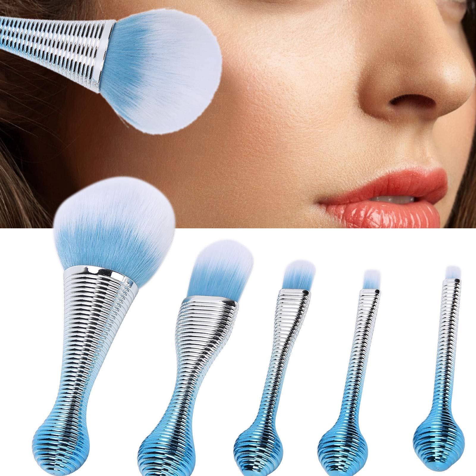5-Piece Professional Makeup Brush Set for Loose Powder, Blush, Concealer & Eyeshadow - Perfect for Everyday Makeup & Travel Grooming Essentials