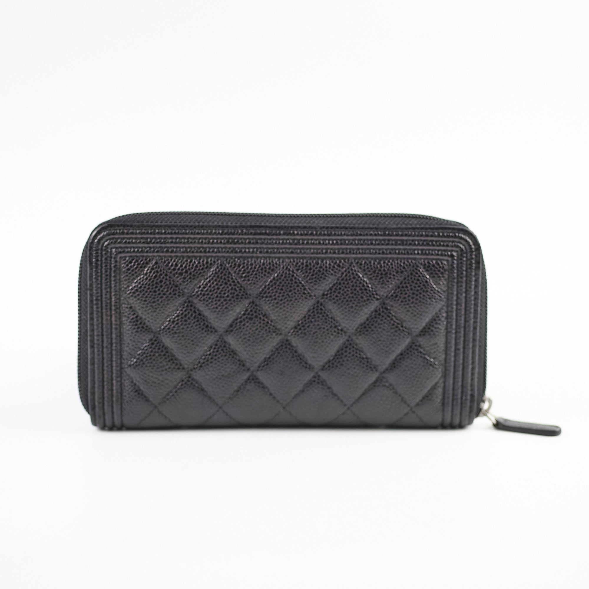 Chanel Boy Caviar Leather Long Wallet for Women - Black Luxury Designer Clutch with Card Slots - Perfect for Everyday Use, Parties & Special Occasions