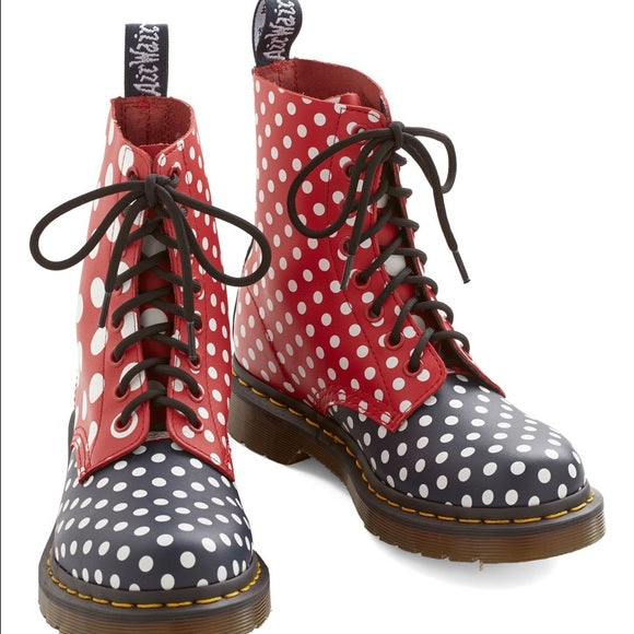 Chay Navy, White & Red/White Dots Softy T Boots - Comfortable Women's Ankle Boots for Casual Wear, Work & Fall Fashion