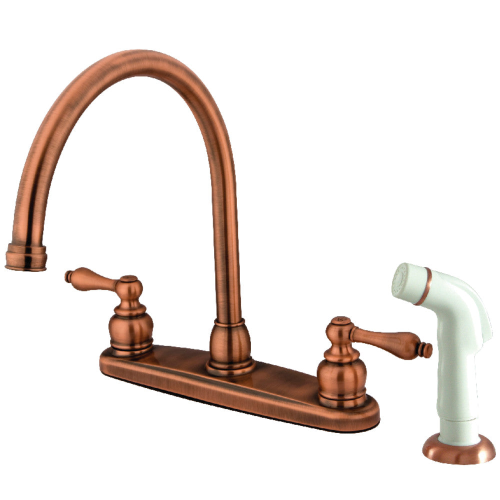 Kingston Brass KB721AL Vintage Centerset Kitchen Faucet - Antique Bronze Finish, High Arc Spout, Single Handle for Modern & Farmhouse Sinks - Perfect for Cooking, Washing Dishes & Home Renovation