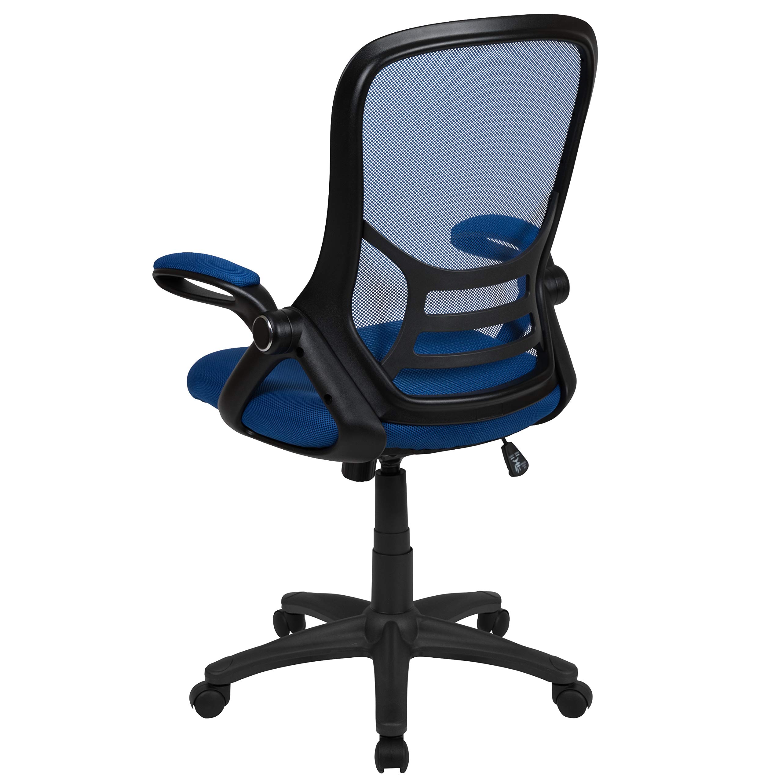 Ergonomic High Back Office Chair with Blue Mesh & Black Frame - Flip-Up Arms for Comfort & Support - Perfect for Home Office, Gaming & Workspaces