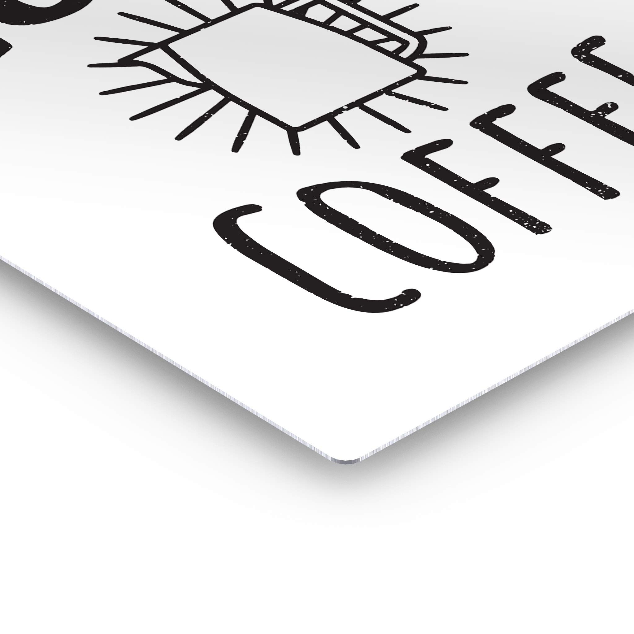 Peace Love Coffee Metal Wall Art Print - Black & White Coffee Pot Sign for Kitchen Decor, Farmhouse, Office & Coffee Shop - Inspirational Gift Idea (12x8 Inches) - Perfect for Home, Restaurant & Cafe Décor