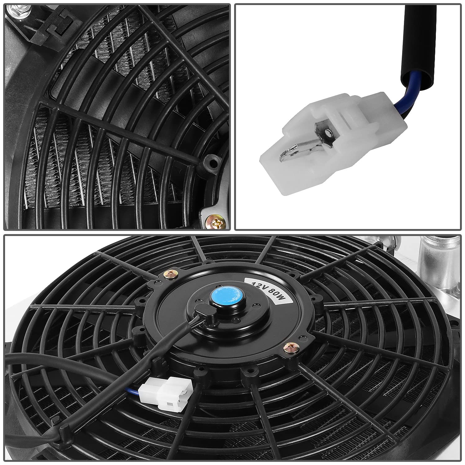 DNA Motoring RA+FS-HC92-42-AT-2 High Performance 2-Row Aluminum Radiator with 12V Cooling Fan Shroud - Compatible with 92-00 Honda Civic, 93-97 Del Sol, 94-01 Acura Integra (AT/MT) - Perfect for Engine Cooling & Performance Upgrades