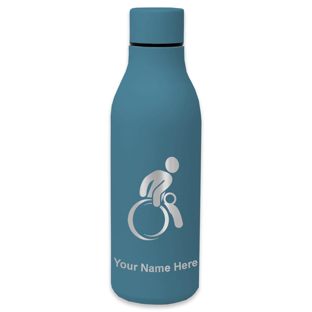 LaserGram Double Wall Vacuum Insulated Stainless Steel Water Bottle - 20oz, 30oz, 40oz Sizes - Personalized Engraving & Leakproof Design - Ideal for Wheelchair Rugby, Gym, Hiking & Outdoor Activities