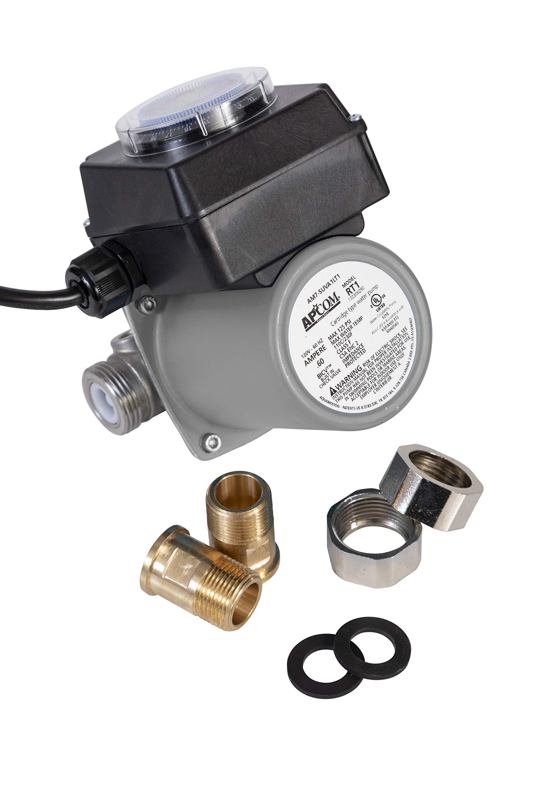 APCOM RT1 Hot Water Recirculating Pump System with Built-In Timer - Dedicated Return Line for Instant Hot Water | Energy Efficient Home Plumbing Solution | Perfect for Large Houses, Hotels & Commercial Buildings