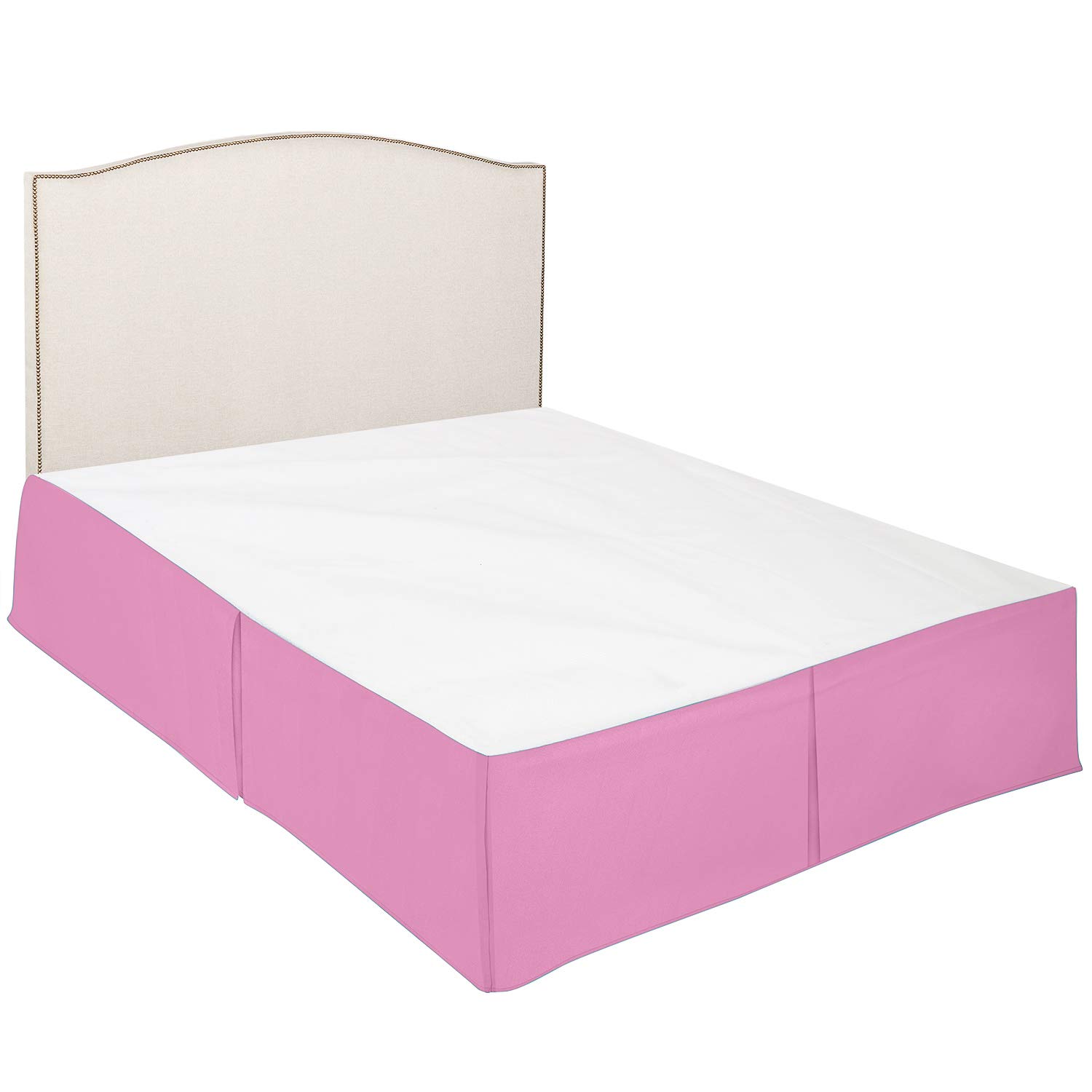 600 Thread Count Pure Cotton Pleated Bed Skirt - Full/XL Size Split Corner Box Pleat Design - 18 Inch Drop Length - Soft Pink Bedding Accent for Elegant Bedroom Decor | Perfect for Guest Rooms, Master Bedrooms & Luxury Hotels