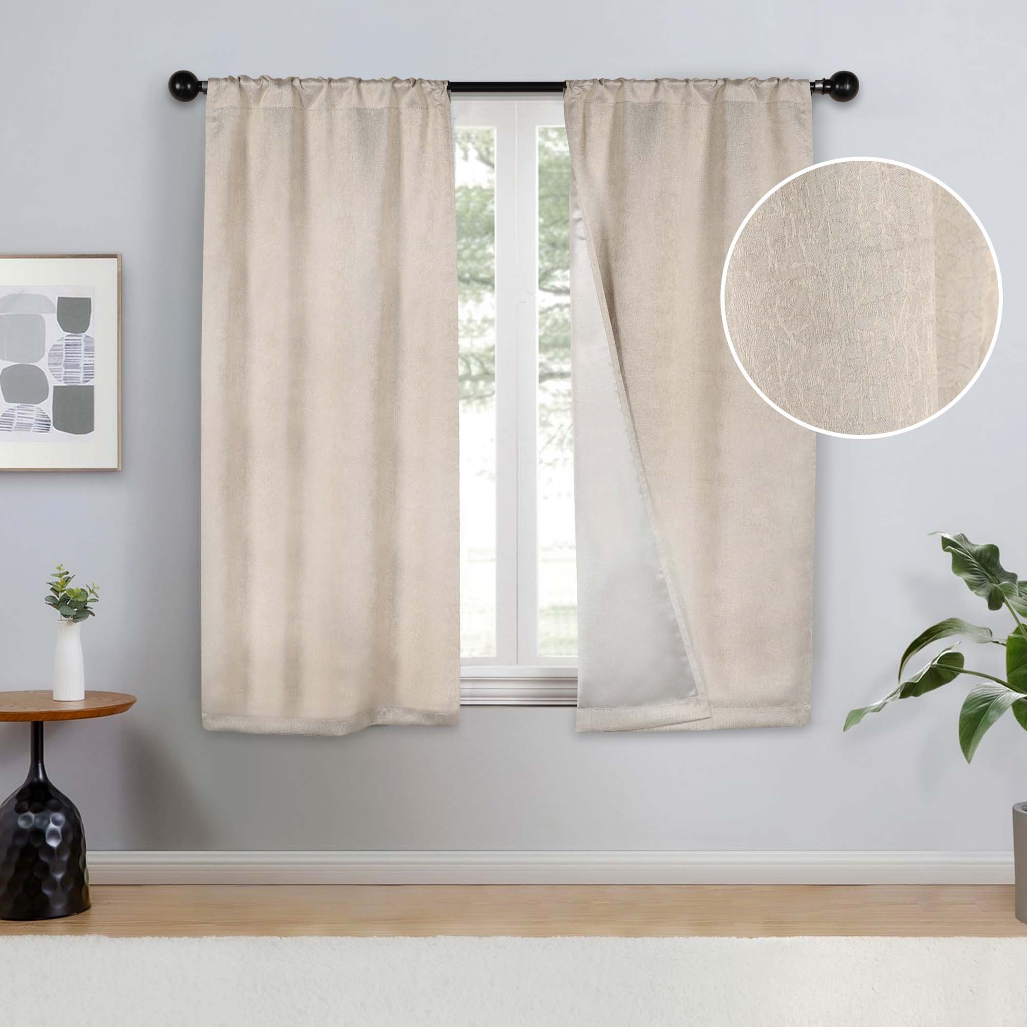 Senna Textured Blackout Curtains - Set of 2 Panels for Bedroom & Living Room - Noise Reducing & Light Blocking Window Drapes