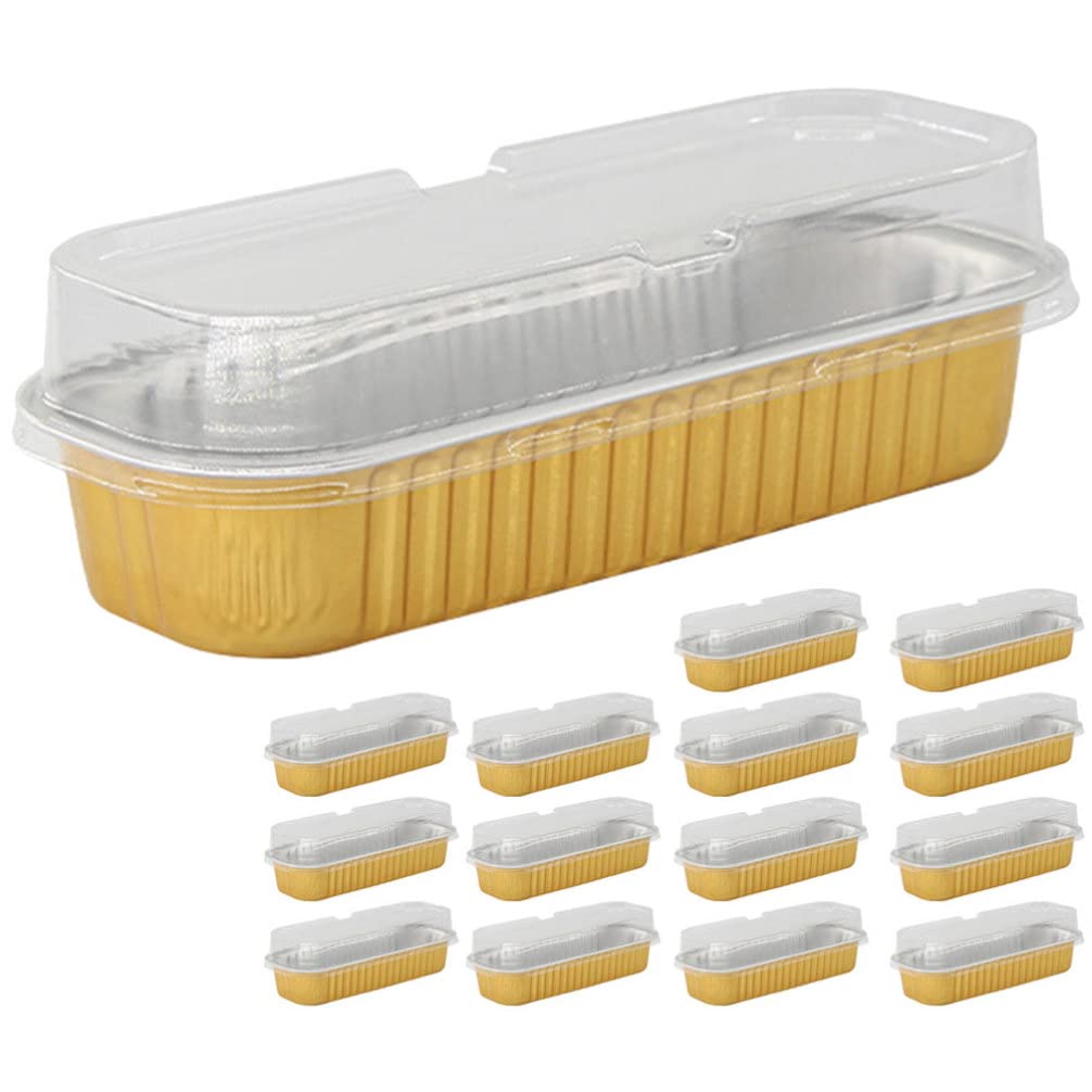 50Pcs Aluminum Mini Disposable Loaf Pans with Lids - Oblong Foil Baking Pans for Toaster Oven, Bread, Food Storage - Perfect for Catering, Party, BBQ & Meal Prep
