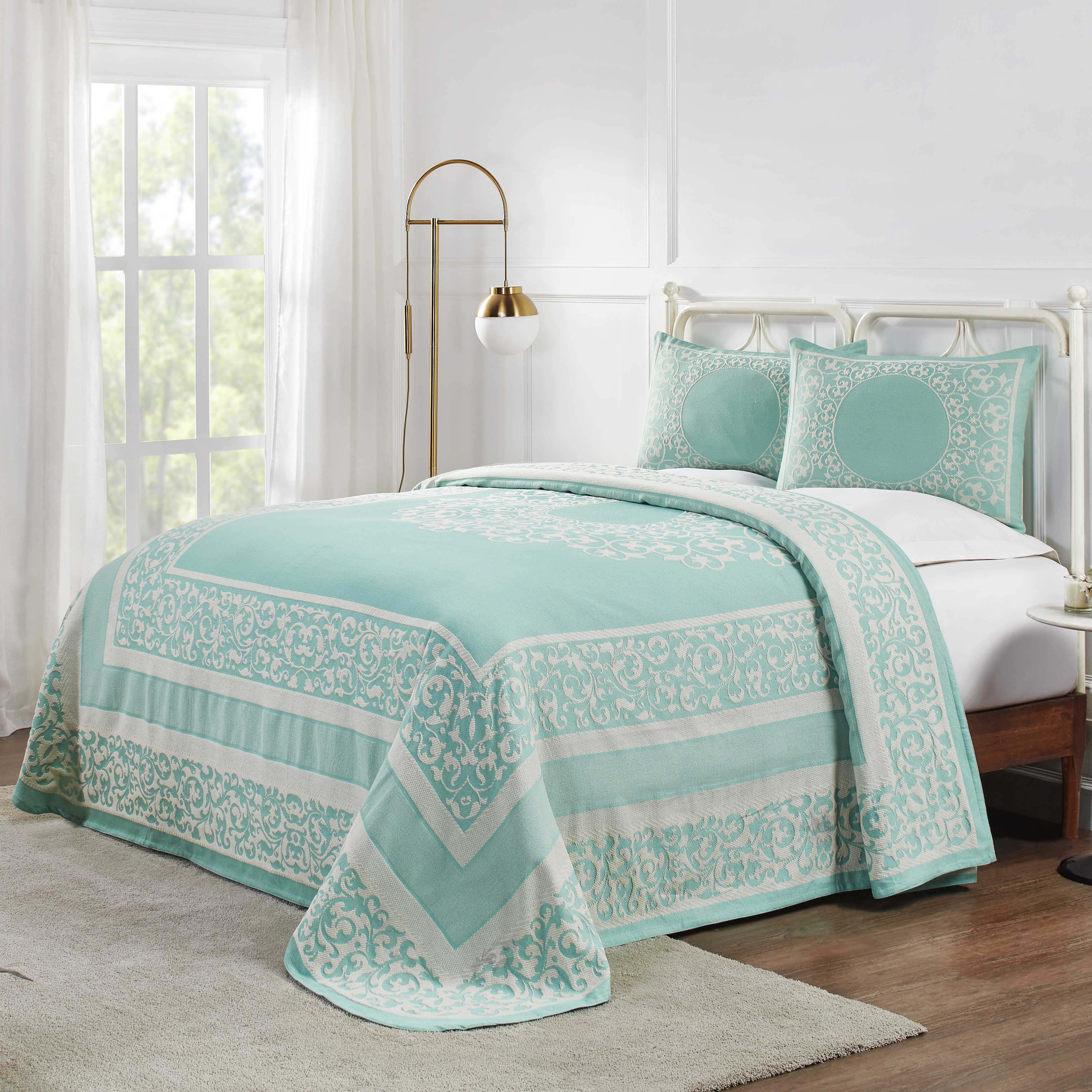 Boho Mandala Cotton Blend Woven Jacquard Bedspread Set - Queen Size, Soft & Breathable, Ethnic Home Decor for Bedroom, Living Room, Dorm or Yoga Studio