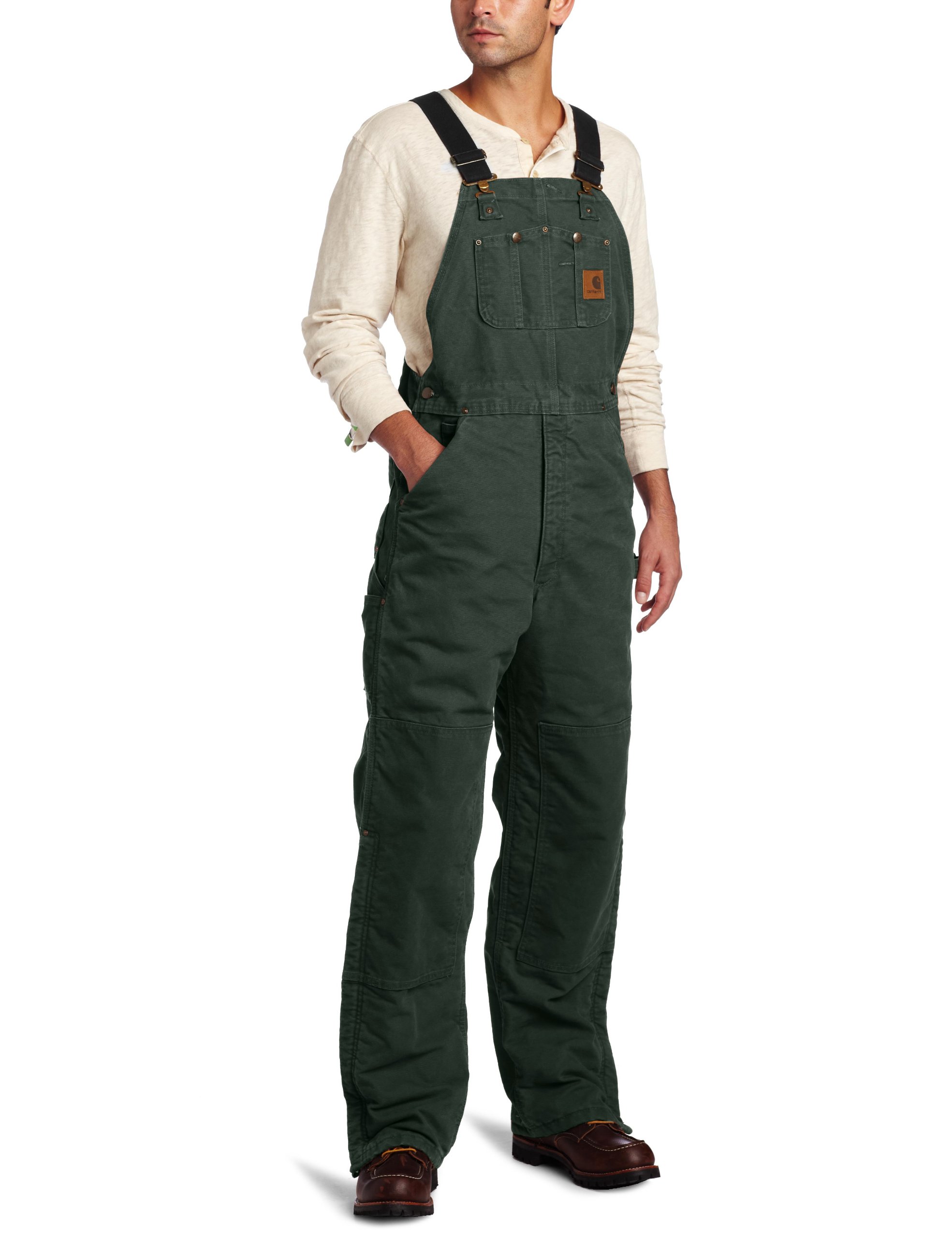 Carhartt Men's Quilt-Lined Sandstone Bib Overalls R27 - Durable Workwear for Construction, Farming & Outdoor Activities