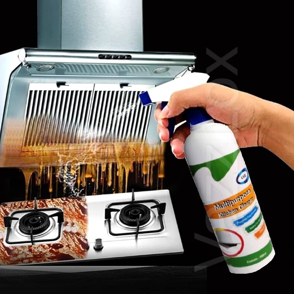 VazzLox Non-Toxic Kitchen Degreaser Spray - Powerful Oil & Grease Remover for Stoves, Grills, Chimneys & Exhaust Fans | Non-Flammable Magic Cleaner (450ml) | Perfect for Deep Cleaning Gas Stoves, BBQ Grills & Range Hoods