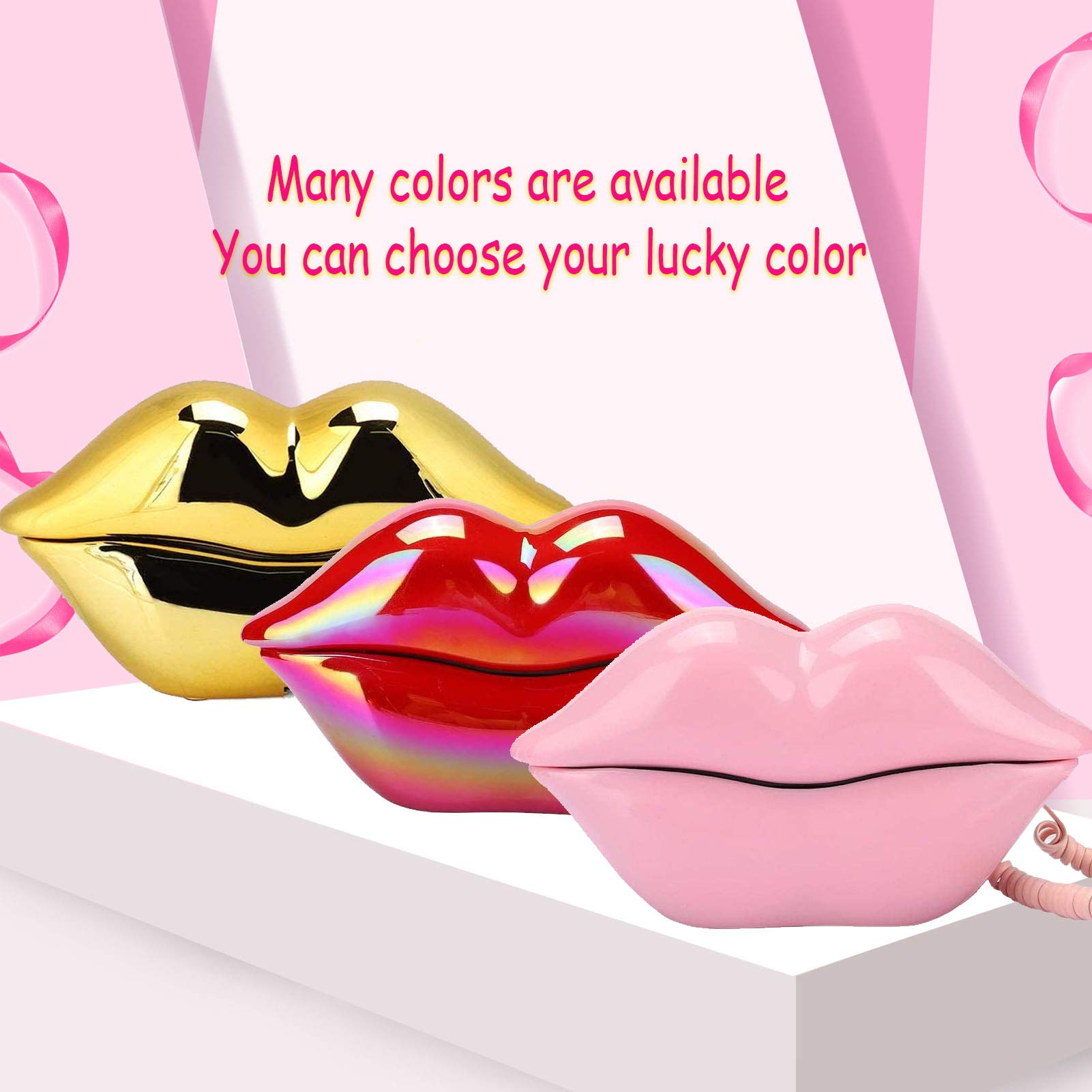 Lip-Shaped Telephone - Advanced Home Phone with Electroplated Gold Design | Unique Lip Telephone for Home Decor & Family Use | Perfect for Living Rooms, Bedrooms & Retro-Themed Spaces