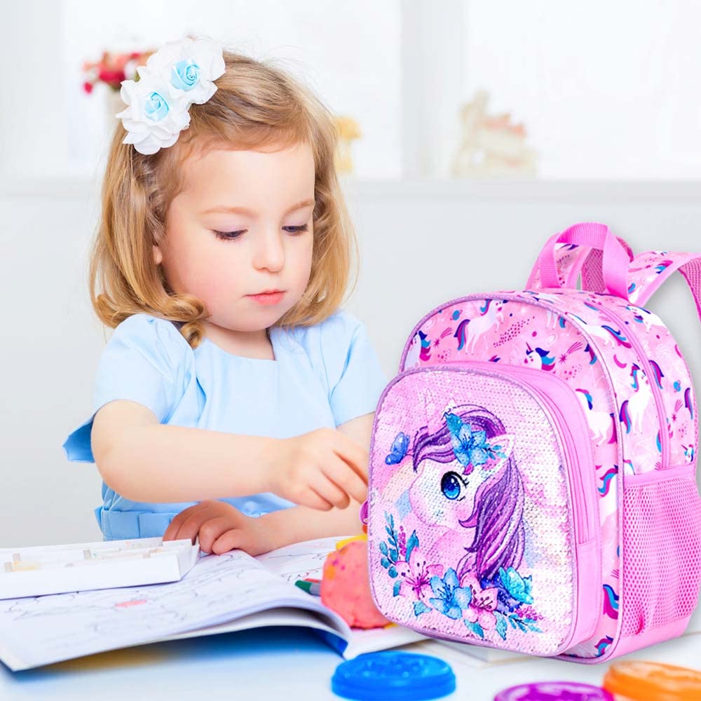 **Unicorn Toddler Backpack for Girls - 12