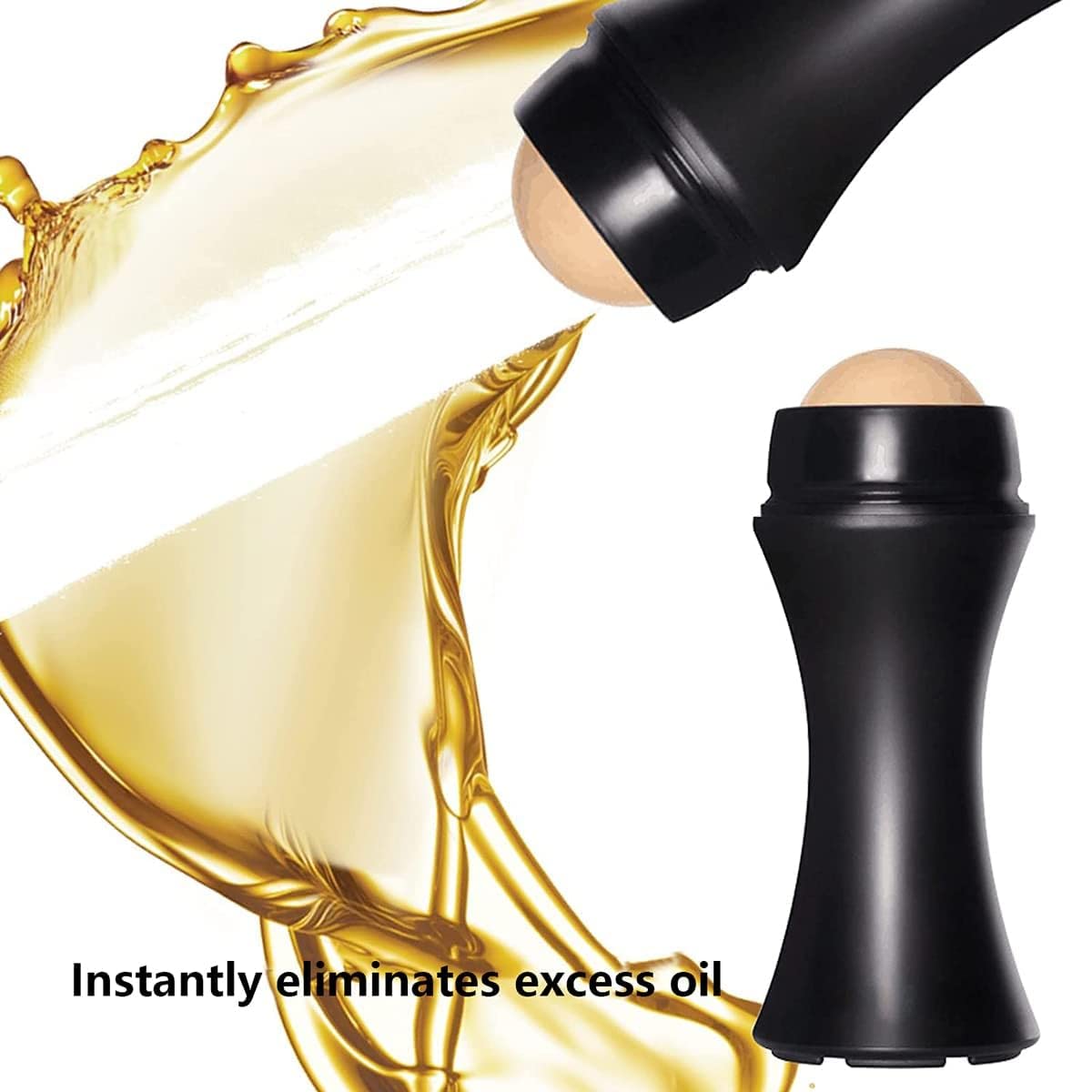 Volcanic Stone Face Roller for Oily Skin - Reusable Oil Absorbing Roller | Makeup Friendly Oil Control Skincare Tool | Black | Perfect for On-the-Go Shine Control & Touch-Ups