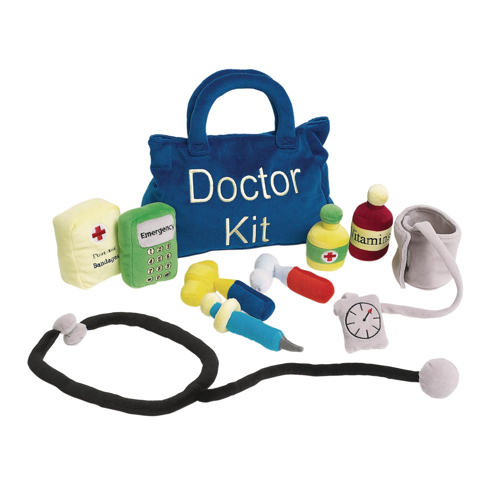 Excellerations Toddler Plush Doctor Kit - 10 Piece Educational Pretend Play Set for Kids Ages 2-4 | Soft Stethoscope & Medical Tools | Perfect Gift for Preschoolers & Birthday (Item #PLUSHRX) - Great for Role Play, Early Learning & Social Skills Development