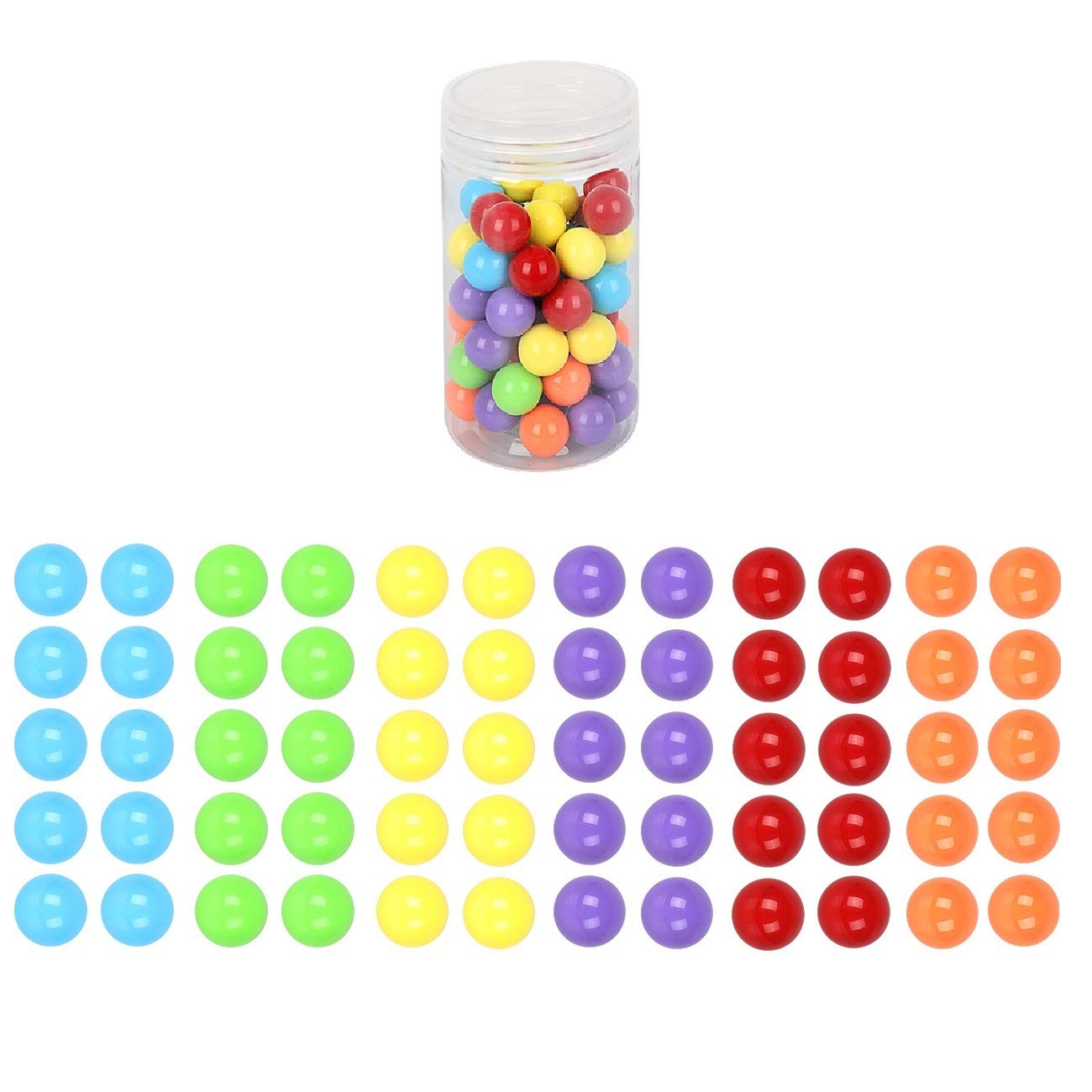 60pcs Chinese Checker Game Replacement Balls - 6 Solid Color 14mm Acrylic Game Marbles for Marble Run, Board Games & Traditional Marble Games - Perfect for Family Game Night, Kids Playtime & Educational Activities