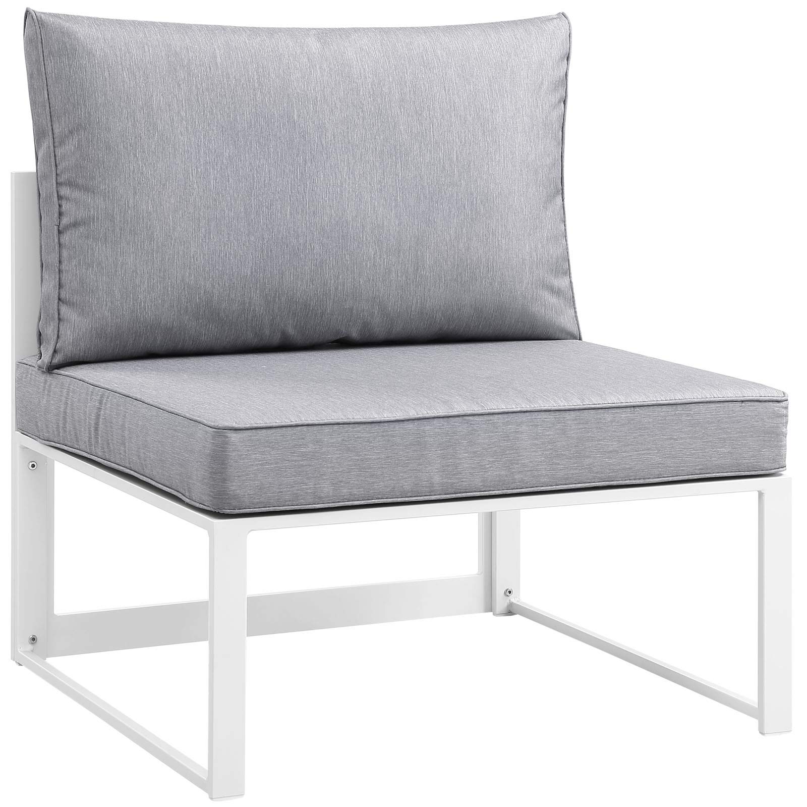 Modern Outdoor Patio Lounge Sofa - Water-Resistant Gray Fabric with Aluminum Frame for Garden, Balcony & Poolside Relaxation | Perfect for Backyard, Deck & Outdoor Living Spaces