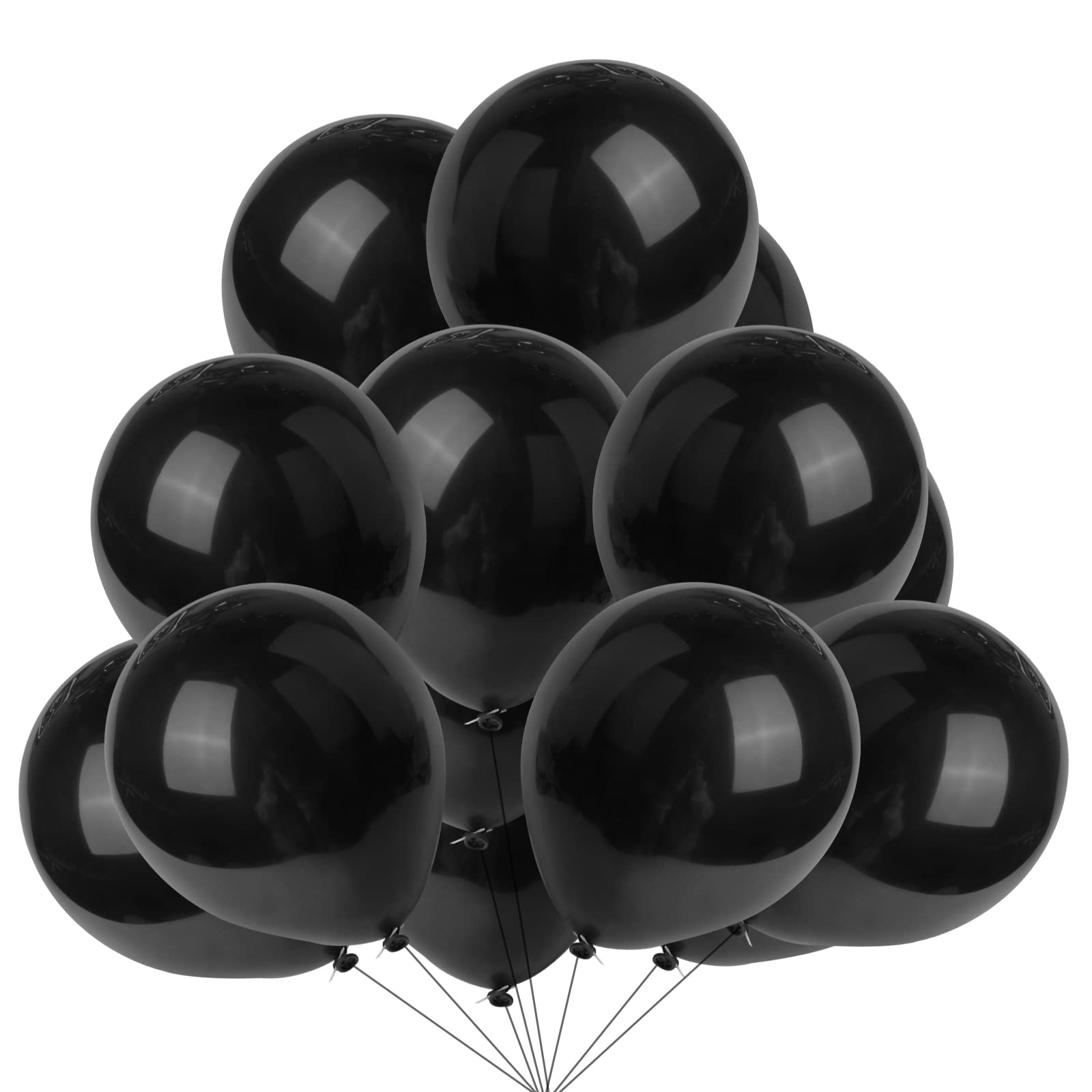 50 Pack 10 Inch Black Latex Balloons for Birthday Party, Wedding, Graduation, Baby Shower - Helium Ready Latex Party Balloons for Indoor & Outdoor Decorations