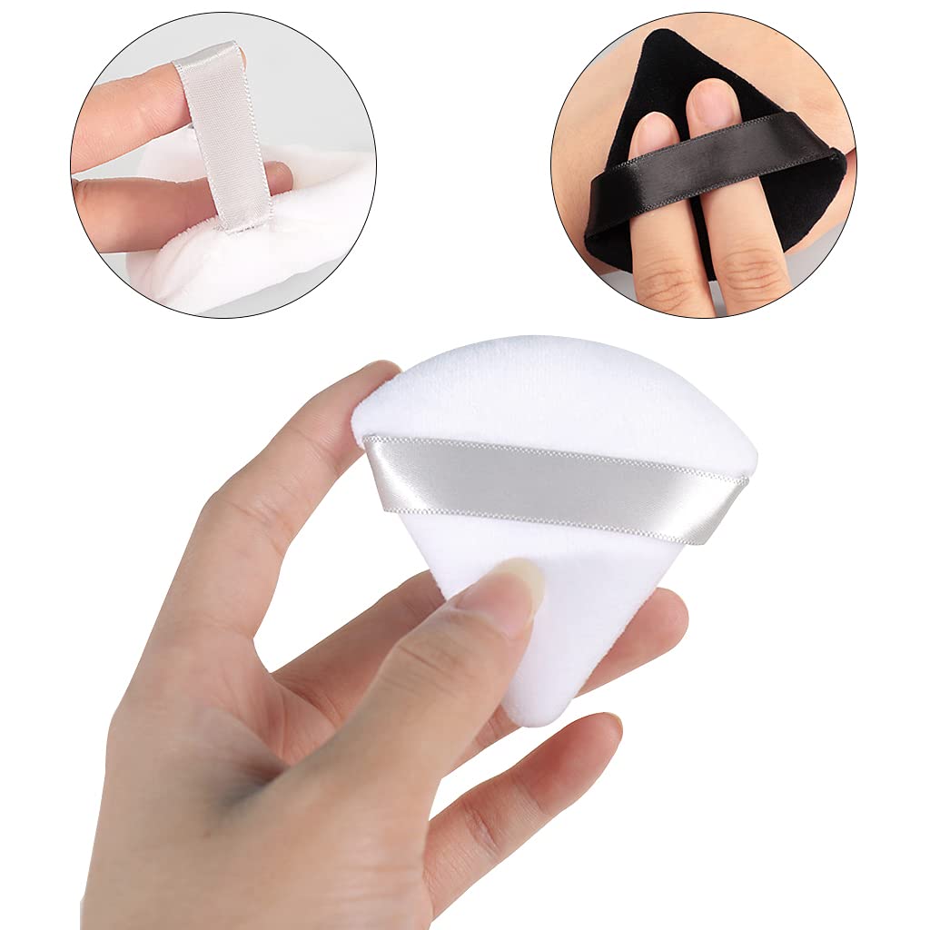 4-Pack Soft Triangle Makeup Puffs for Wet & Dry Use - Foundation, Mineral Powder, Body Powder & More - Washable & Reusable Black Makeup Sponges - Perfect for Daily Makeup Application & Touch-Ups