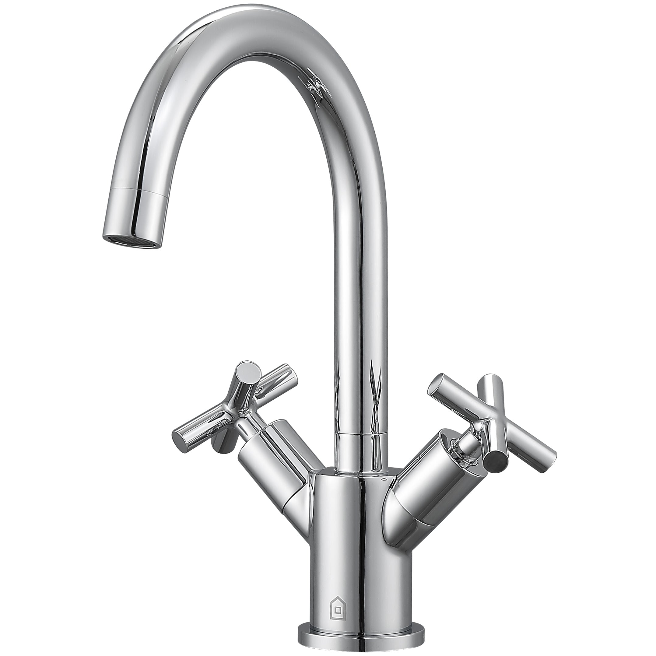 Chrome Single Hole Cross Handle Bathroom Faucet - Ava Series | Modern Water-Saving Design for Sink, Vanity & Powder Room Installation