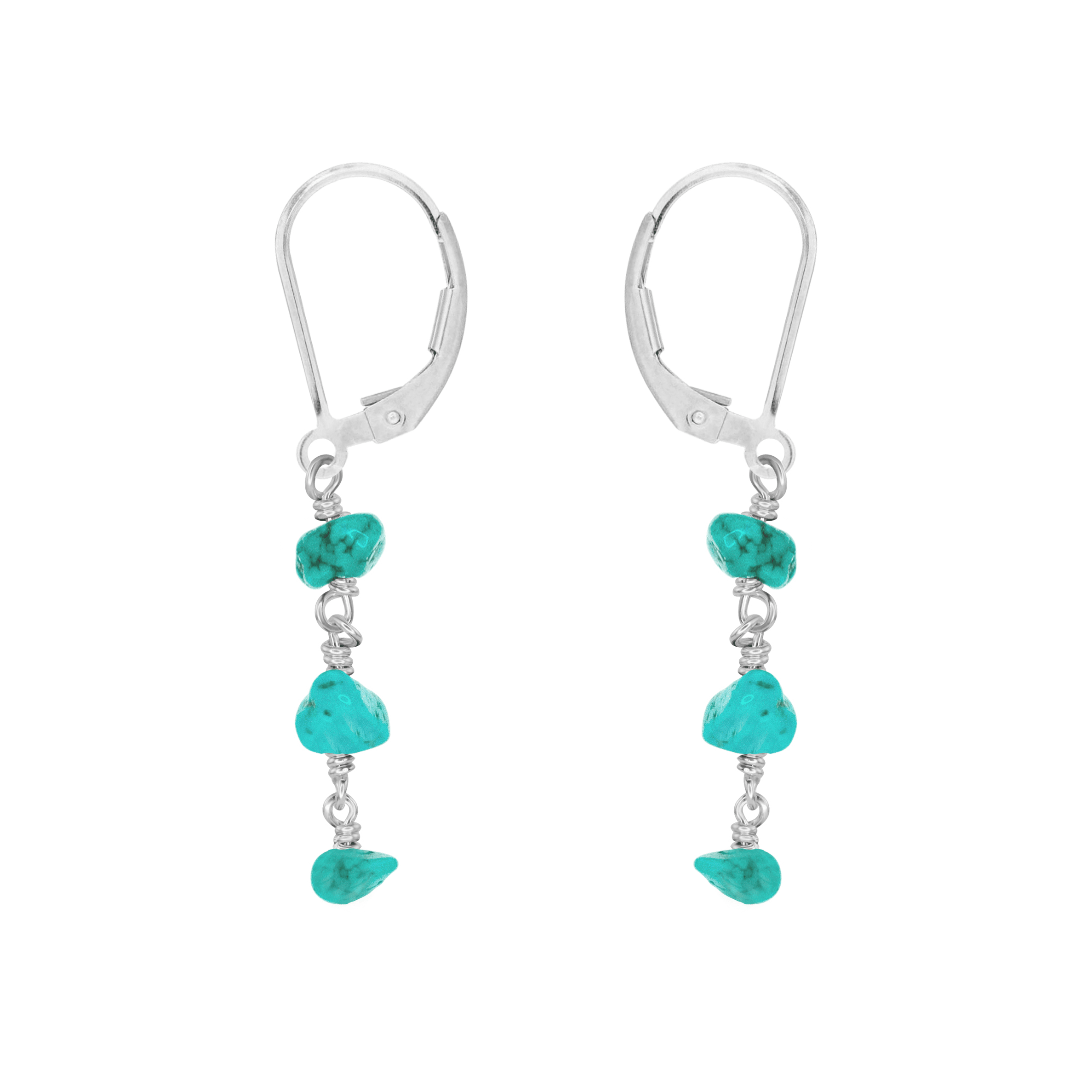 Turquoise Crystal Beaded Chain Dangle Leverback Earrings for Women - Boho Chic Jewelry Gift for Party, Wedding & Everyday Wear