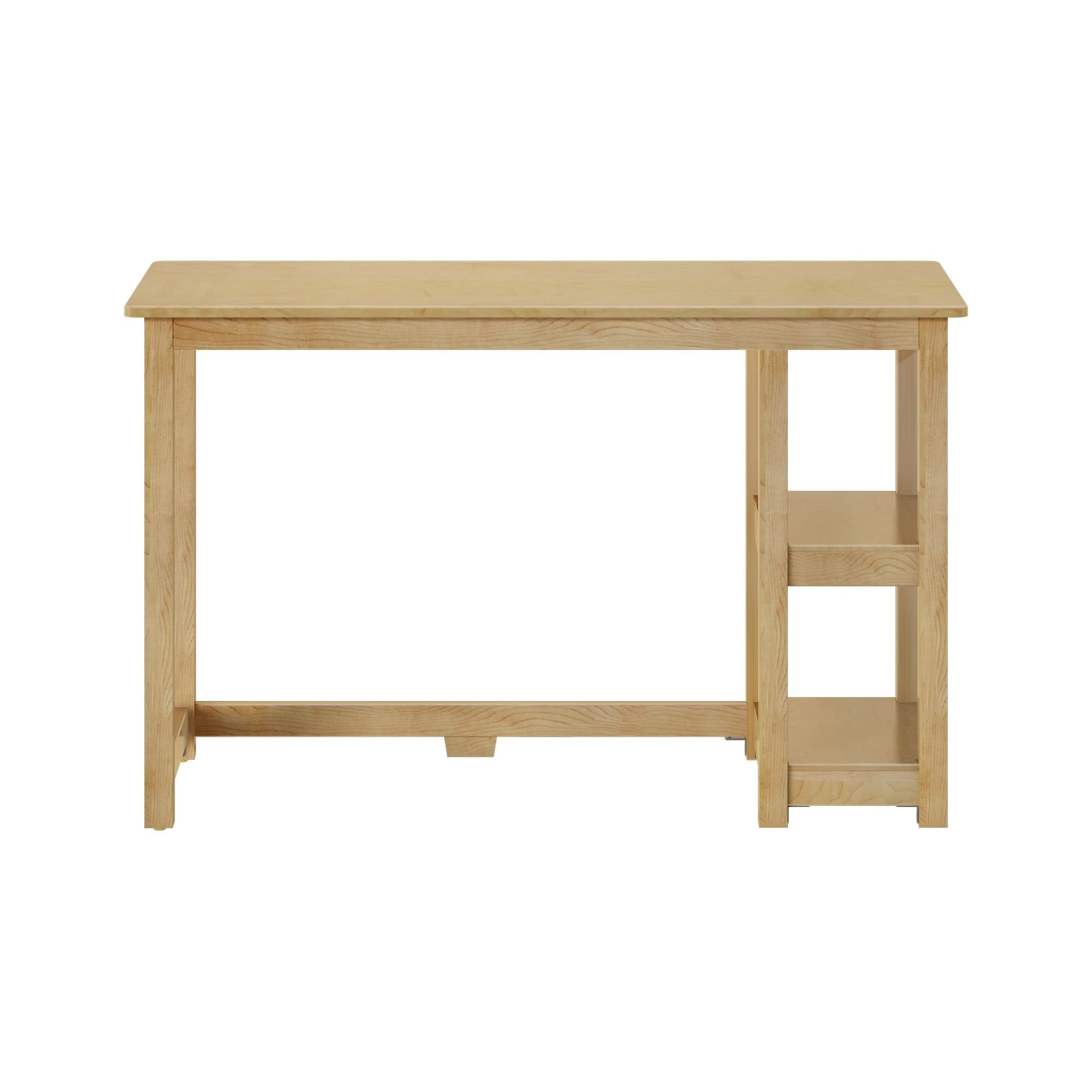 Max & Lily 47-Inch Solid Wood Desk with Shelves - Natural Wood Study Desk for Home Office, Kids Room, and Dorm - Perfect for Studying, Working, and Organizing