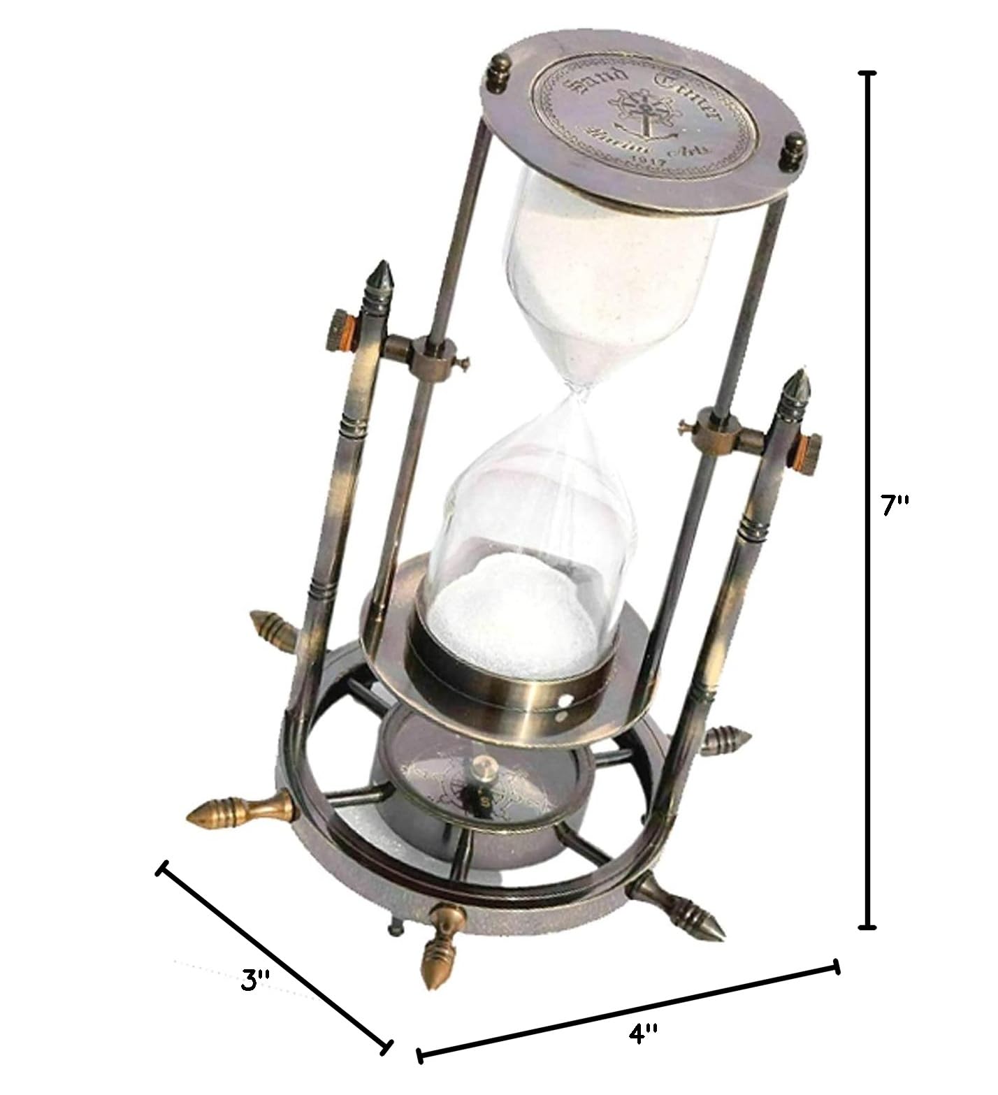ALFAMART HT 6-Inch Hourglass Timer with Rotating Metal Frame & White Sand - 5 Minute Kitchen Timer for Cooking, Baking, Games & Classroom Activities