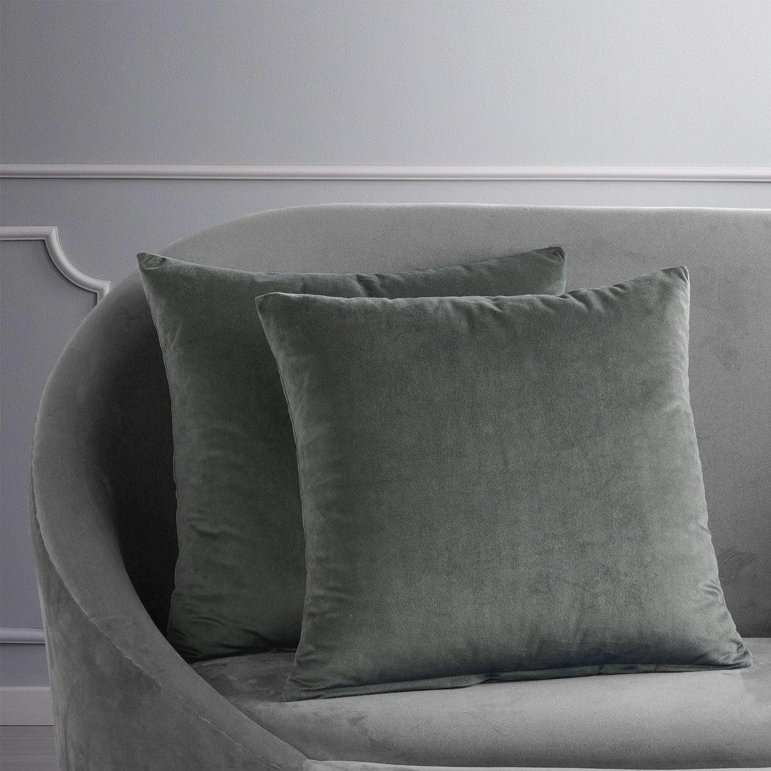 Premium Natural Grey Velvet Cushion Covers Set of 2 - Soft Luxury Pillow Cases for Sofa, Bed, Living Room & Home Decor